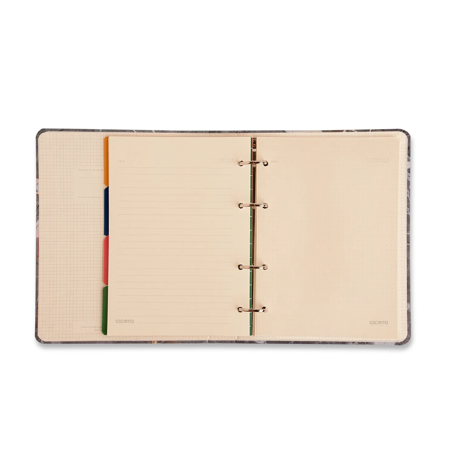 Caderno Criativo Argolado Office Duo Clássica Pautado & Pontado A5 Verde Oliva