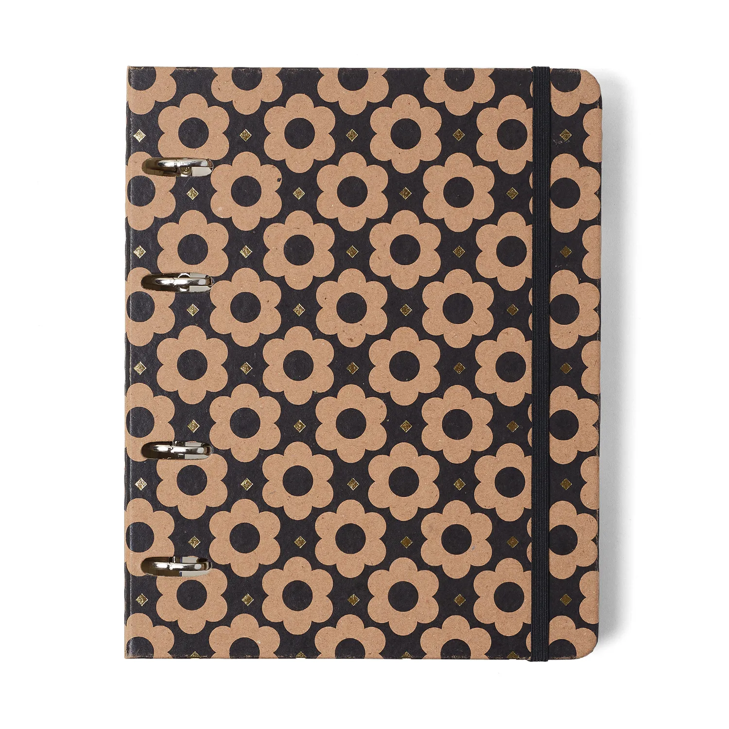 Caderno Criativo Argolado Office Duo Kraft Pautado & Pontado A5 Flores Mini