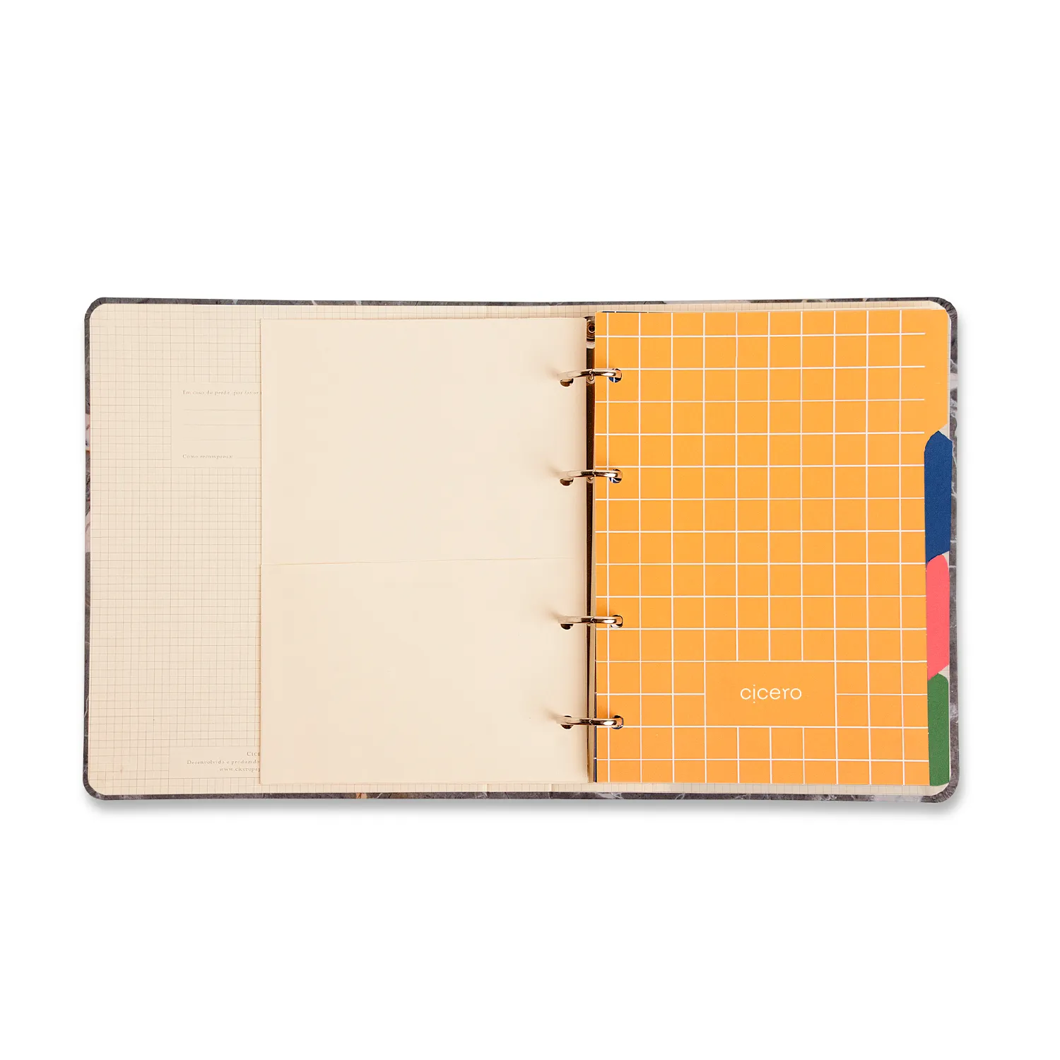 Caderno Criativo Argolado Office Duo Kraft Pautado & Pontado A5 Flores Mini
