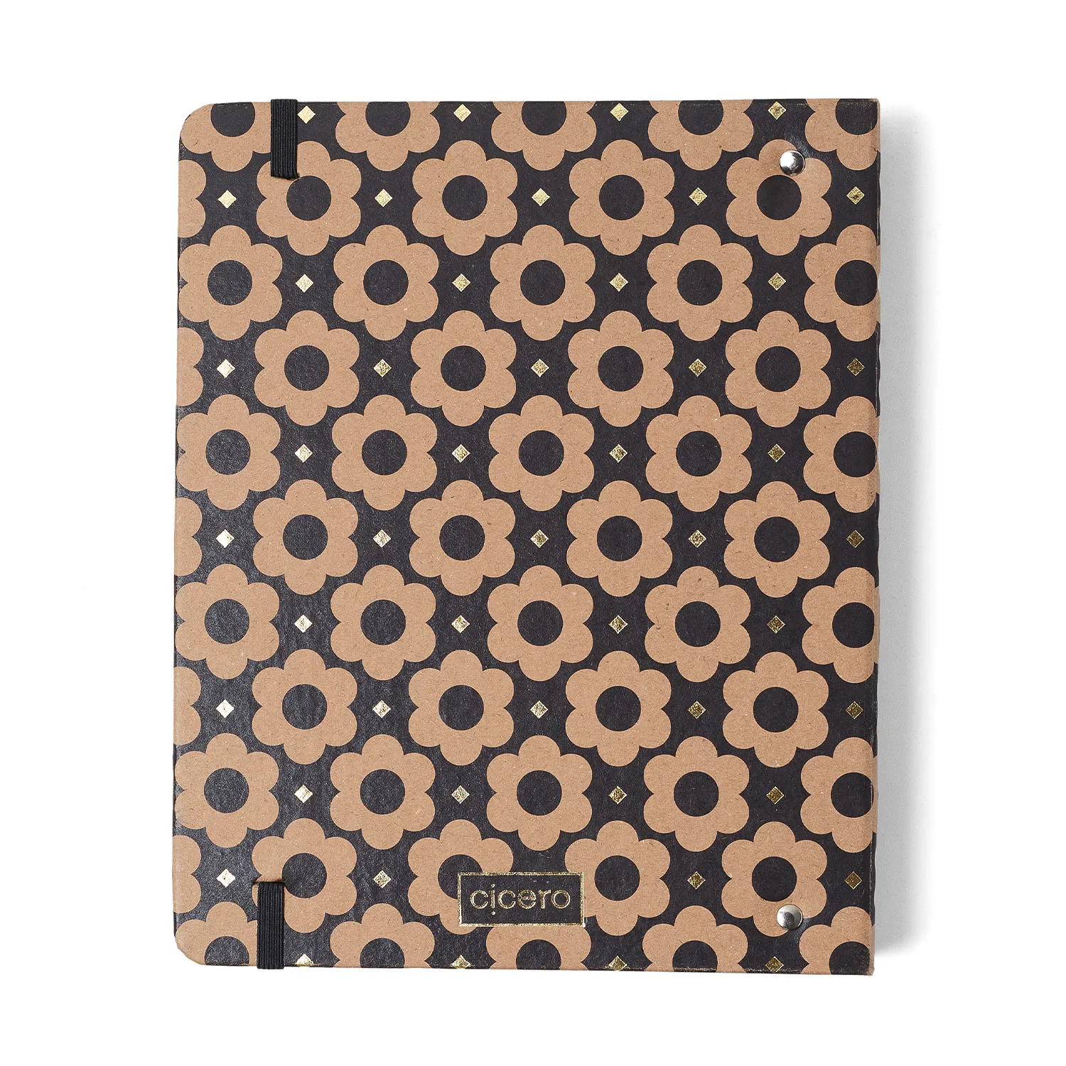 Caderno Criativo Argolado Office Duo Kraft Pautado & Pontado A5 Flores Mini