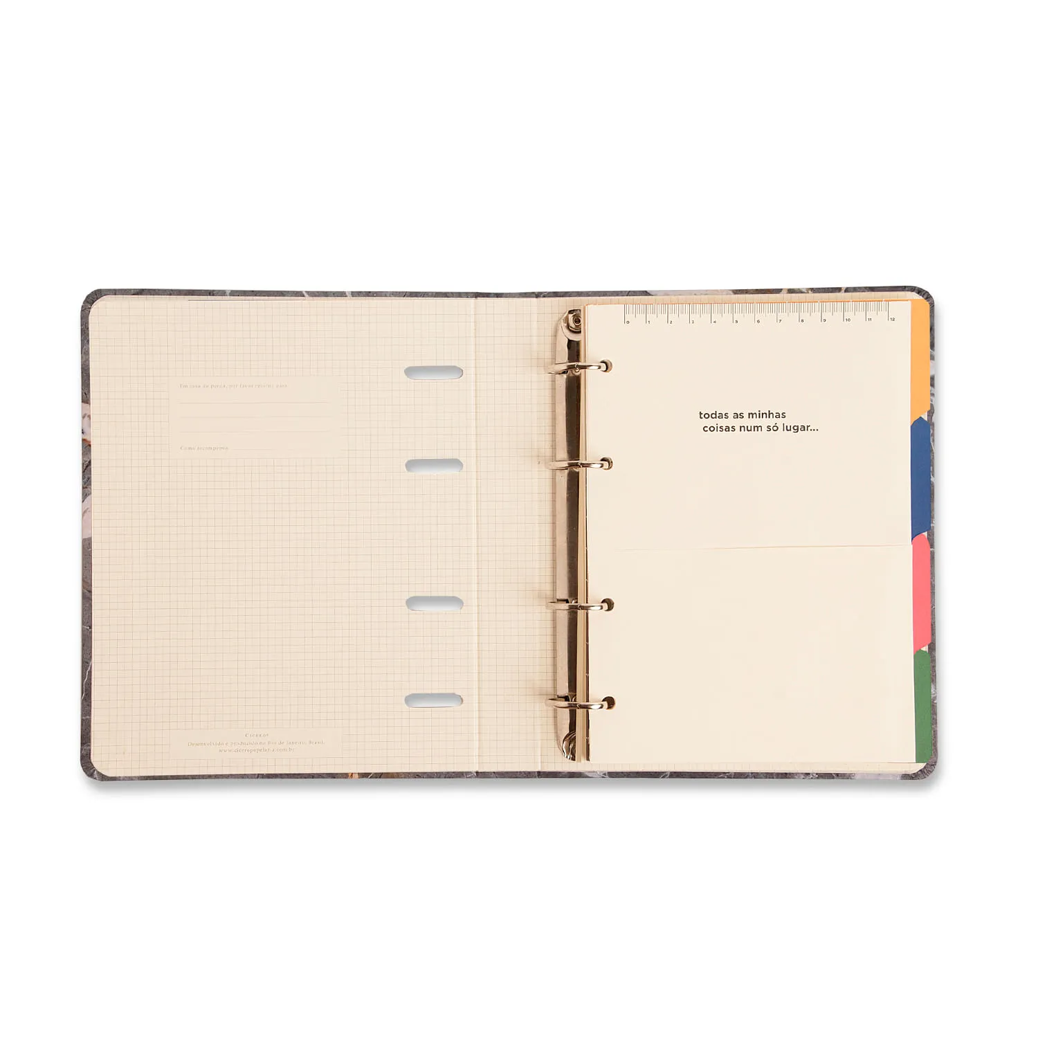 Caderno Criativo Argolado Office Duo Lagoa Pautado & Pontado A5 Cisne Floral Off White