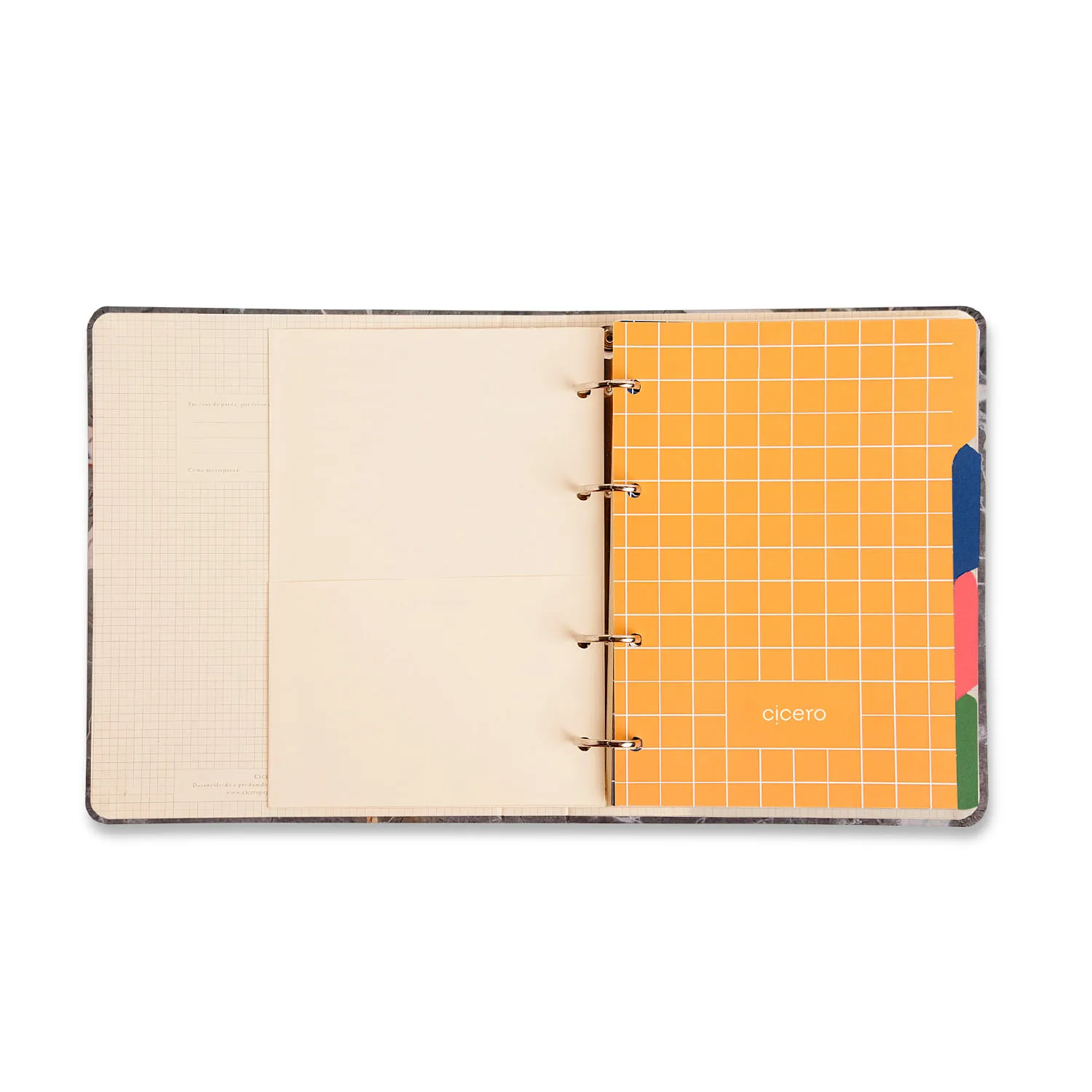 Caderno Criativo Argolado Office Duo Lagoa Pautado & Pontado A5 Cisne Floral Off White