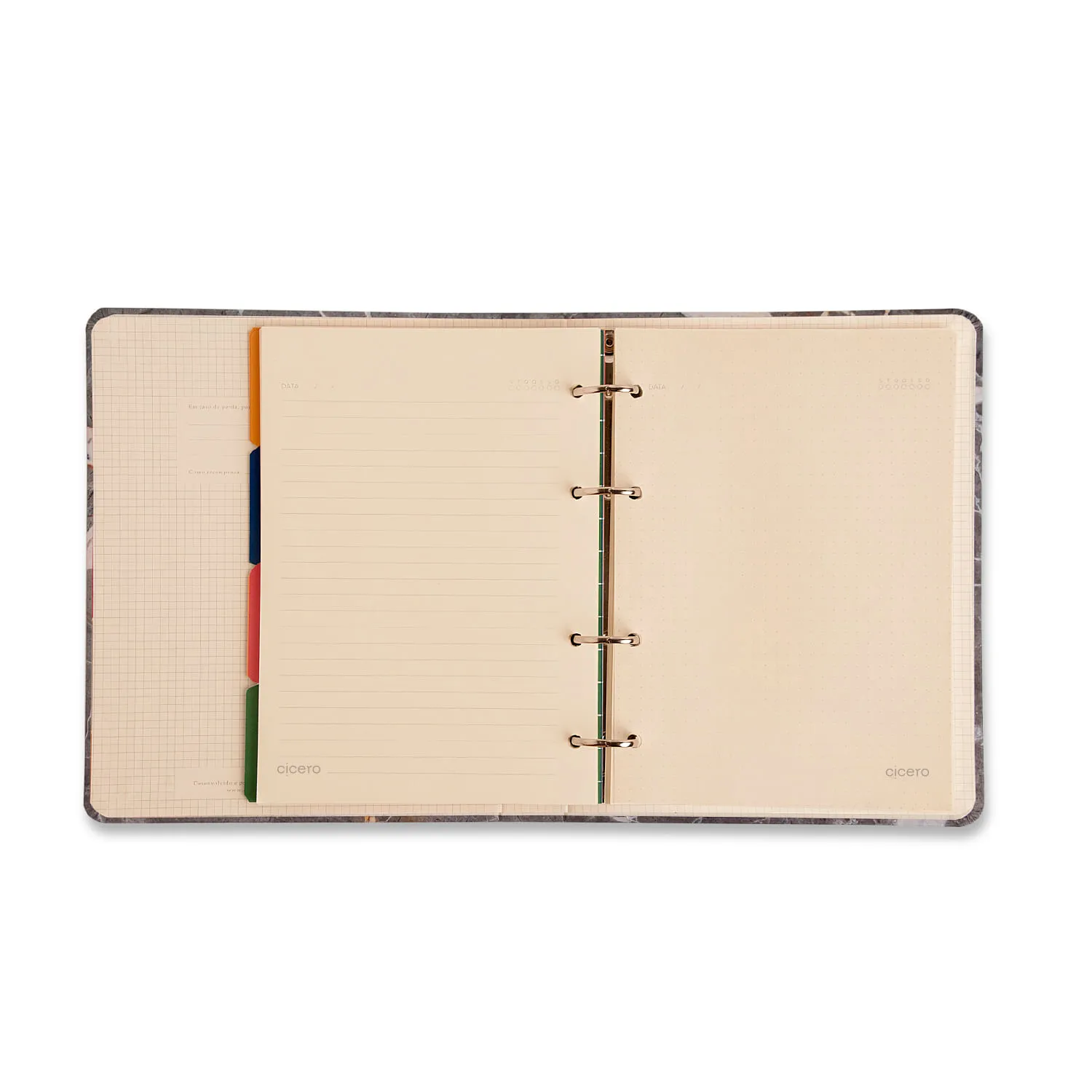 Caderno Criativo Argolado Office Duo Lagoa Pautado & Pontado A5 Cisne Floral Off White