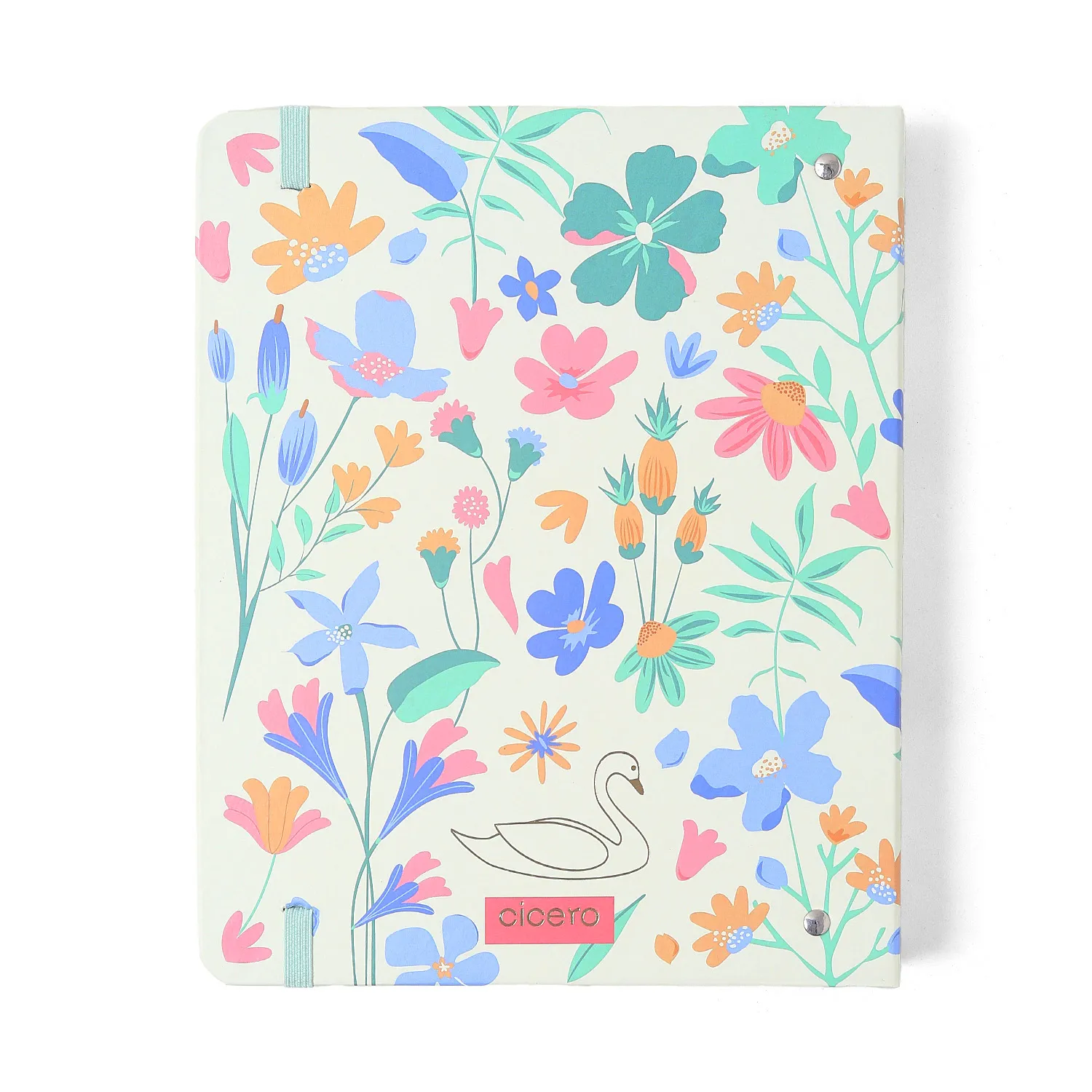 Caderno Criativo Argolado Office Duo Lagoa Pautado & Pontado A5 Cisne Floral Off White