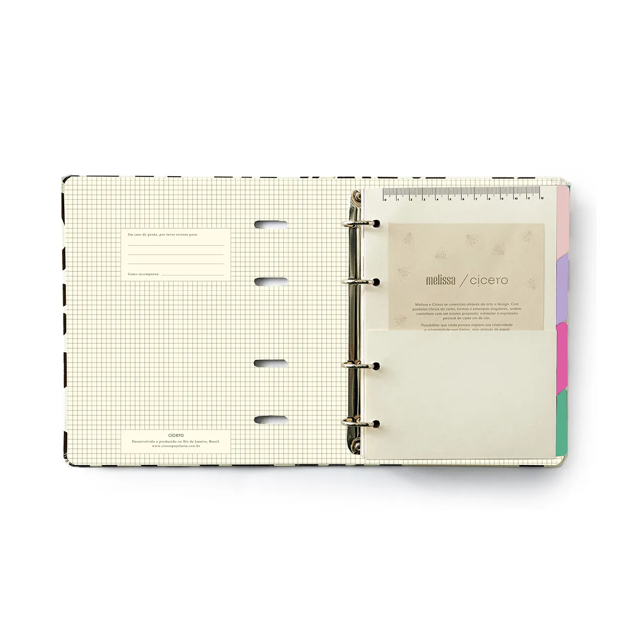 Caderno Criativo Argolado Office Duo Melissa Pautado & Pontado A5 Colméia