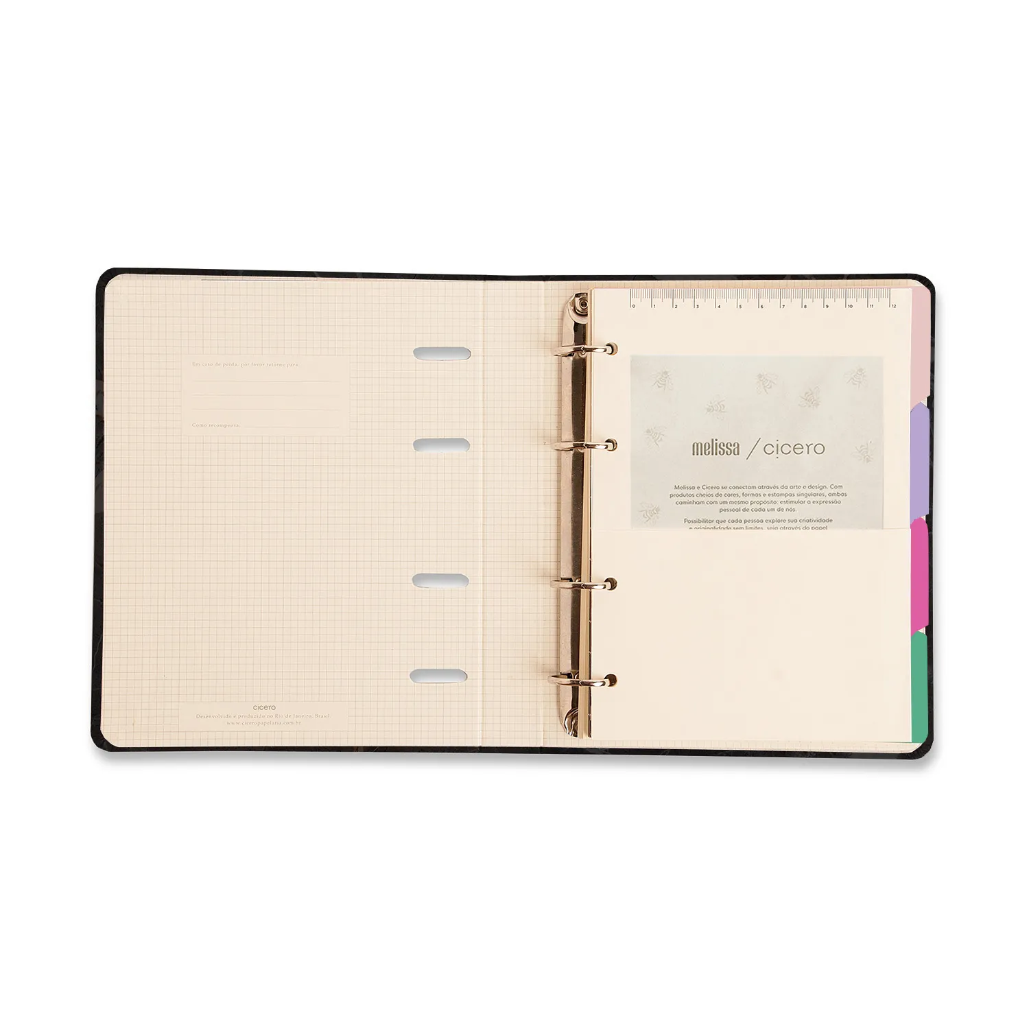 Caderno Criativo Argolado Office Duo Melissa Pautado & Pontado A5 Mini Bloomy
