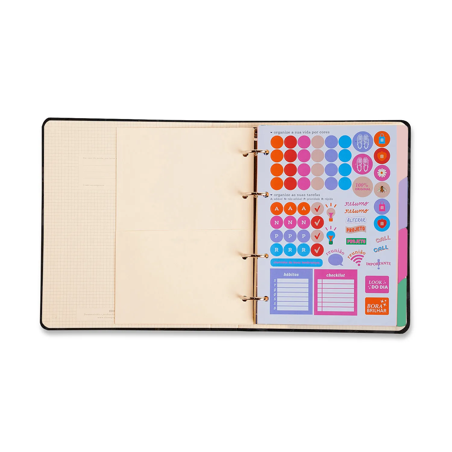 Caderno Criativo Argolado Office Duo Melissa Pautado & Pontado A5 Mini Bloomy Manteiga