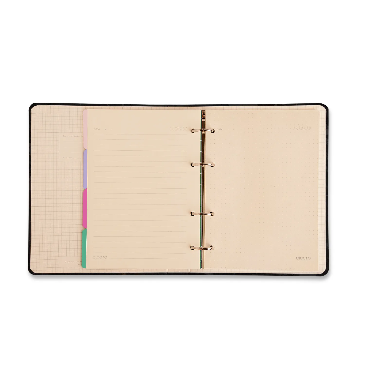 Caderno Criativo Argolado Office Duo Melissa Pautado & Pontado A5 Mini Bloomy Manteiga