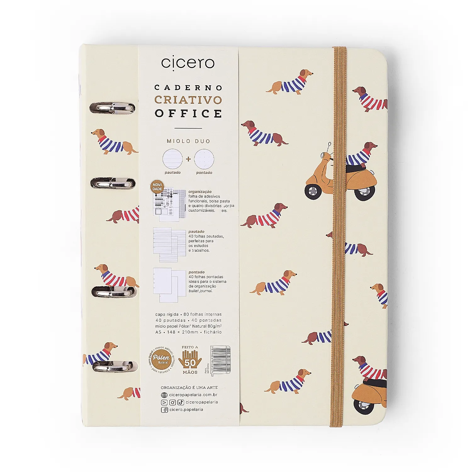 Caderno Criativo Argolado Office Duo Petit Pautado & Pontado A5 Lambreta