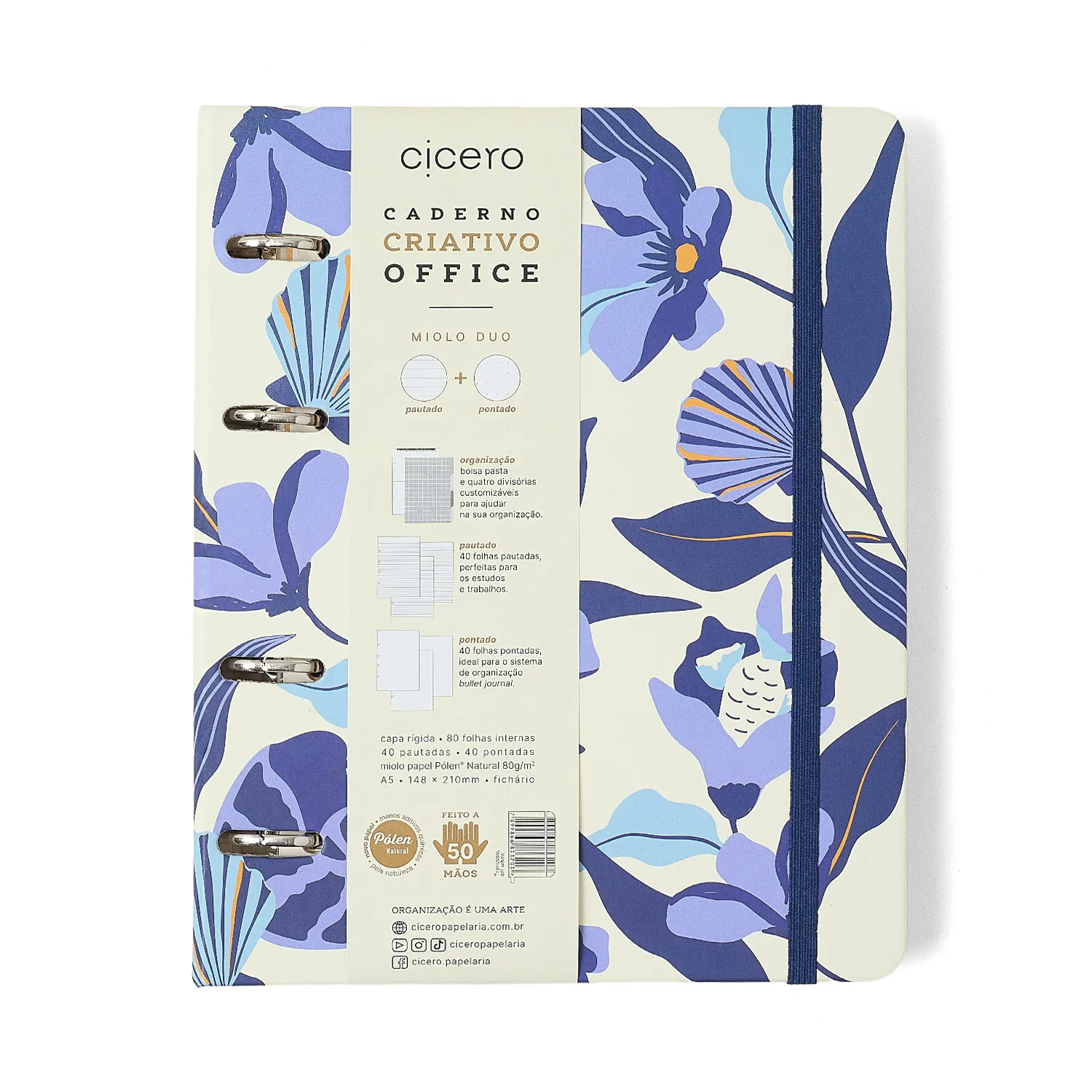 Caderno Criativo Argolado Office Duo Trancoso Pautado & Pontado A5 Off White