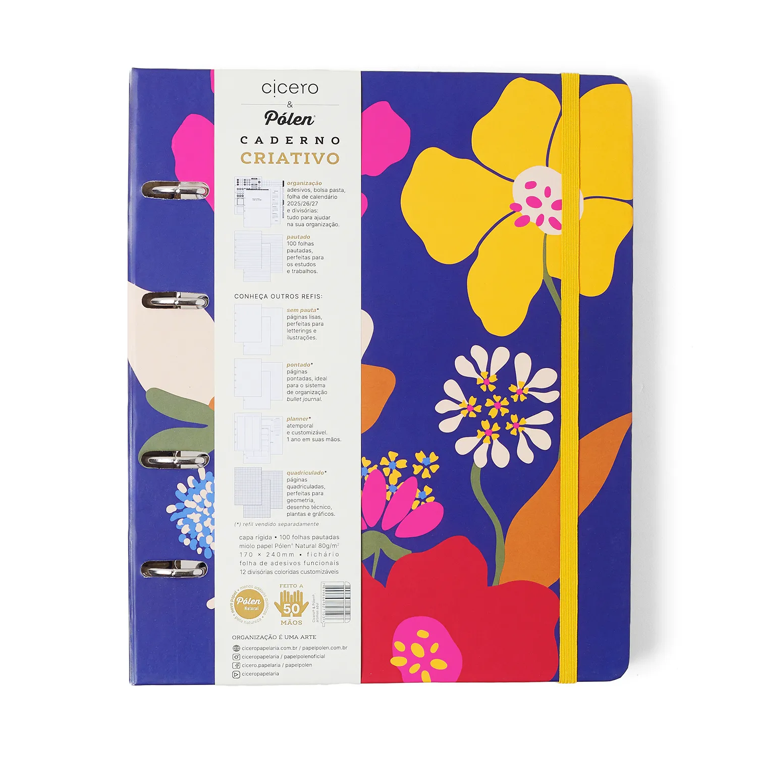 Caderno Criativo Argolado Pólen Pautado 17x24 Aromas Azul