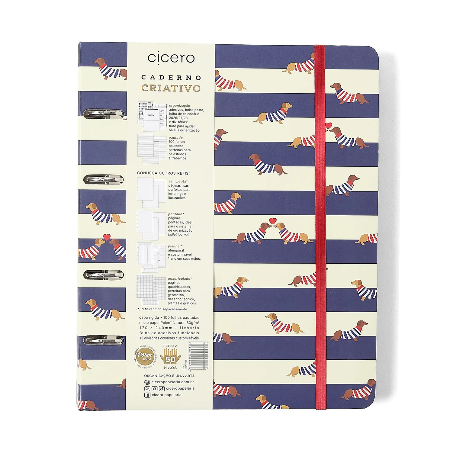 Caderno Criativo Argolado Praia Pautado 17x24 Cachorros