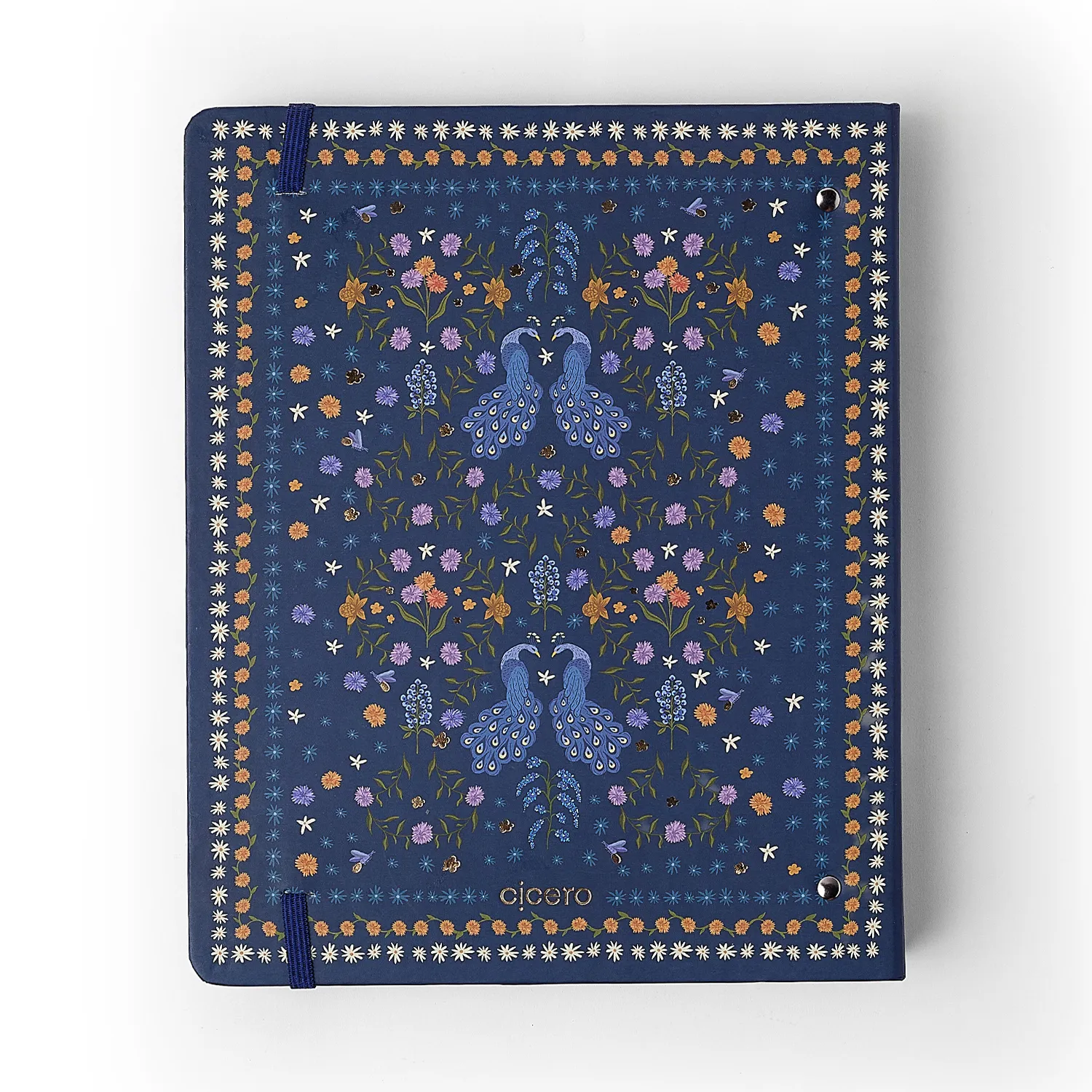 Caderno Criativo Argolado Relicário Pautado 17x24 Realeza Marinho