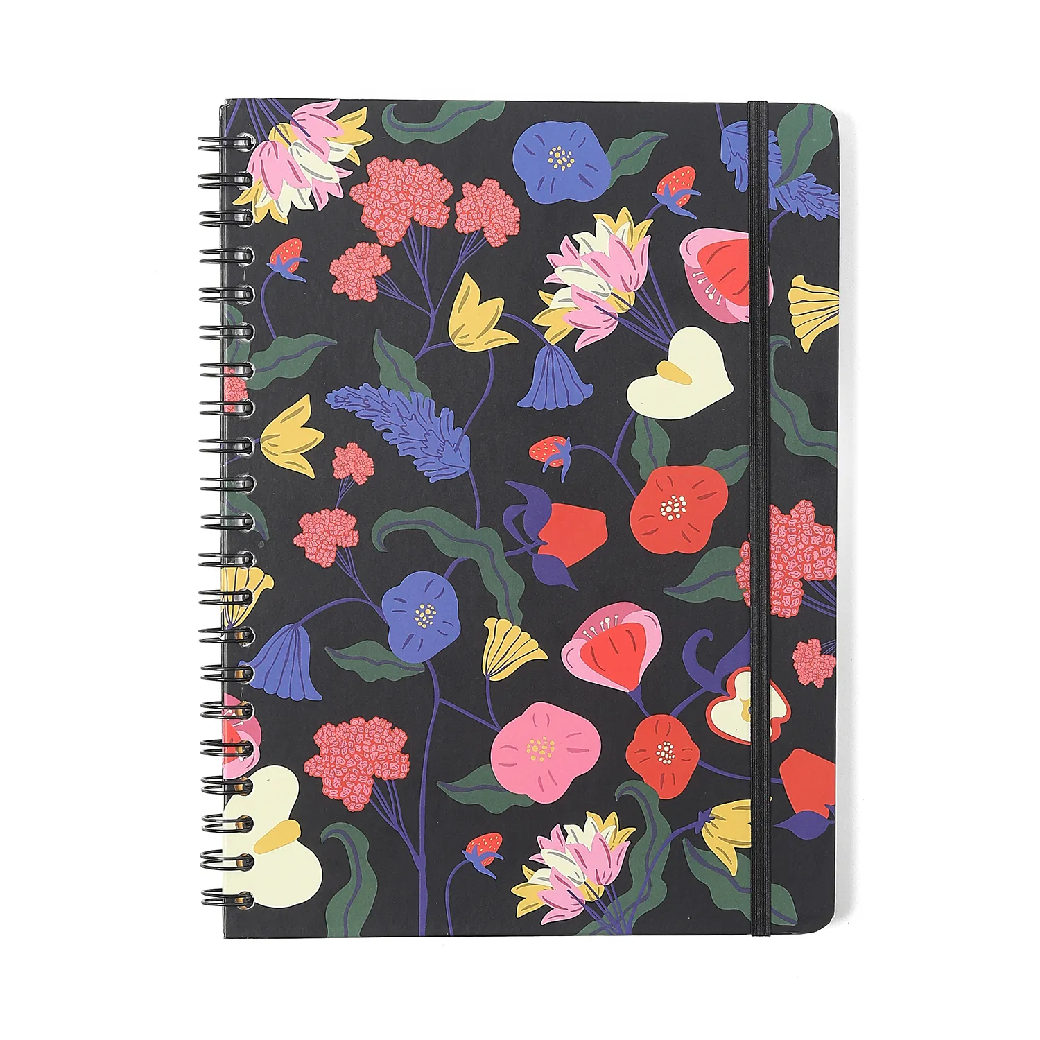 Caderno Espiral Doce Florada Pautado 20x27,5 Preto 1 Matéria 80 fls