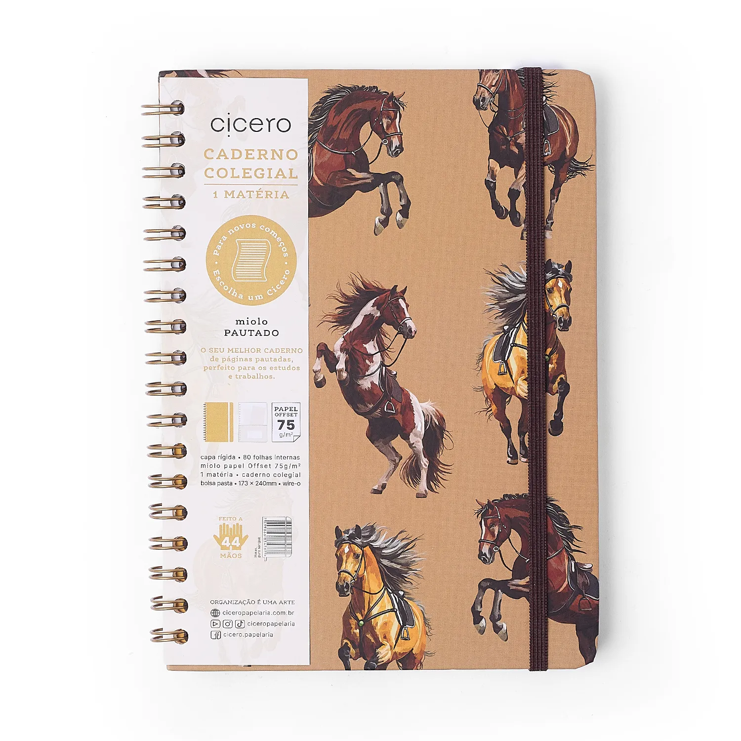 Caderno Espiral Haras Pautado 17x24 Puro Sangue 1 Matéria 80 fls