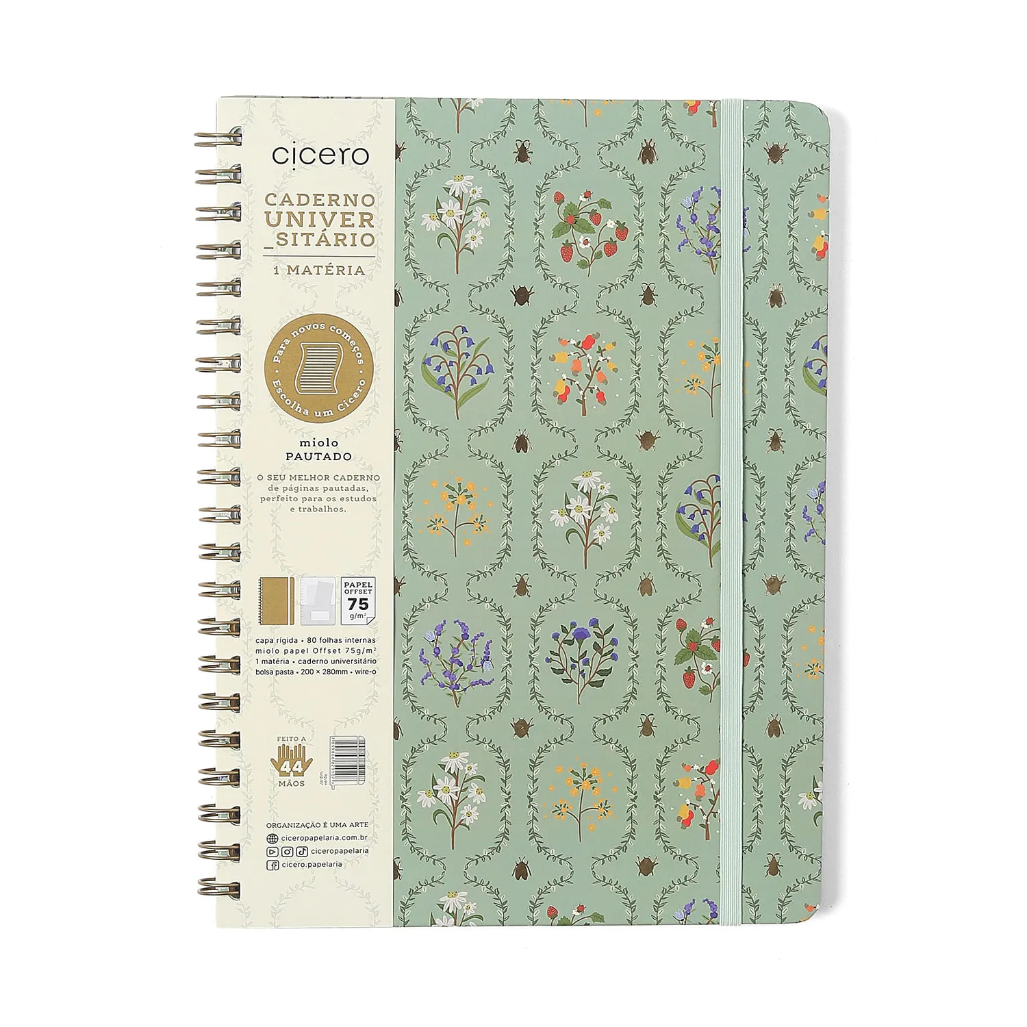 Caderno Espiral Jardim Pautado 20x27,5 Verde 1 Matéria 80 fls