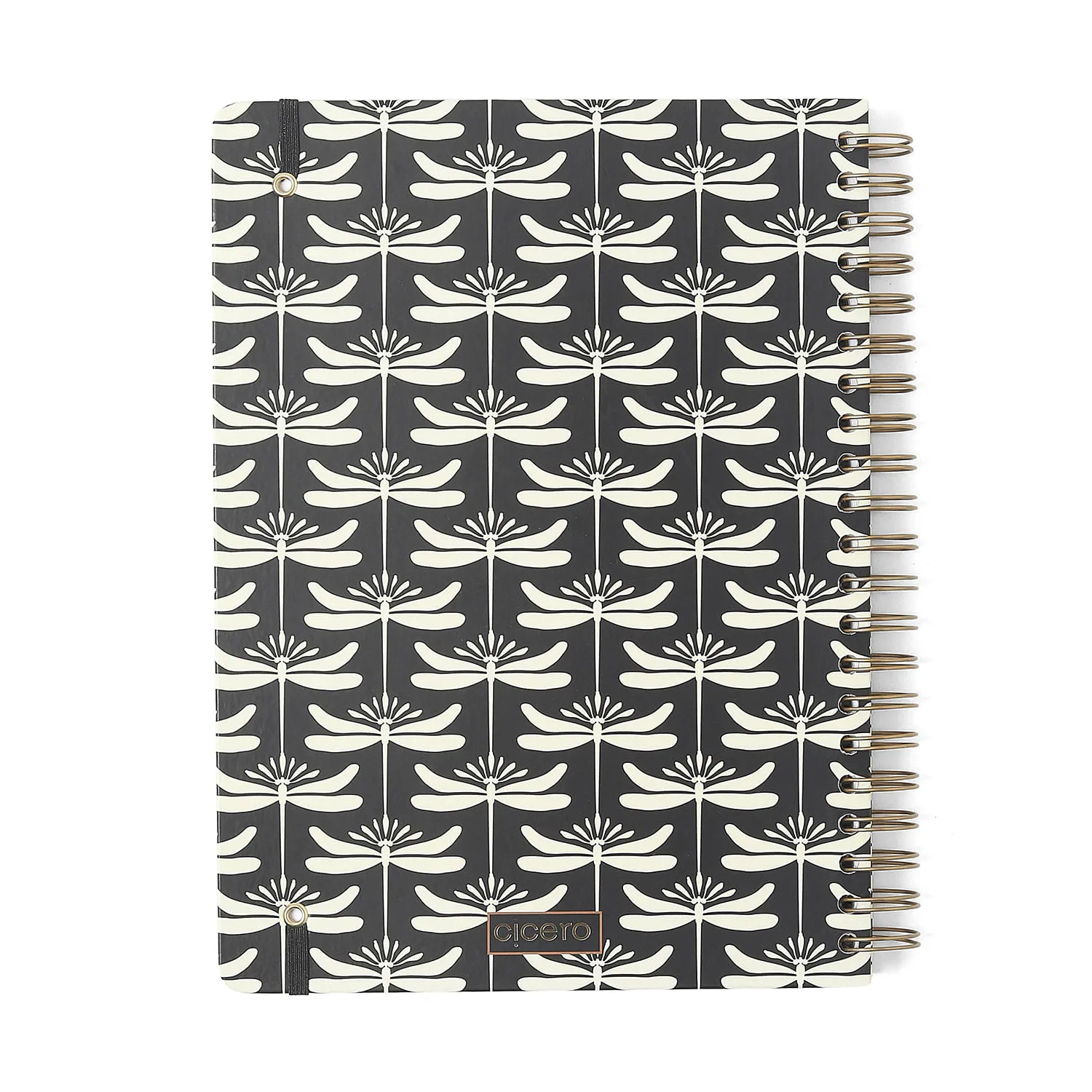 Caderno Espiral Libélulas Pautado 20x27,5 Preto 10 Matérias 160 fls