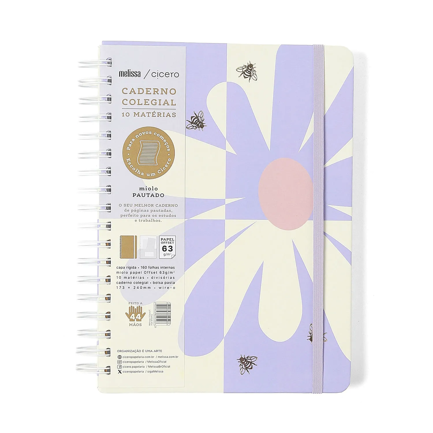 Caderno Espiral Melissa Pautado 17,3x24 Max Bloomy 10 Matérias 160 fls