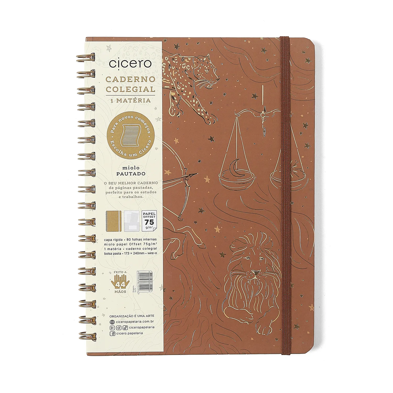 Caderno Espiral Origens Pautado 17,3x24 Terra 1 Matéria 80 fls