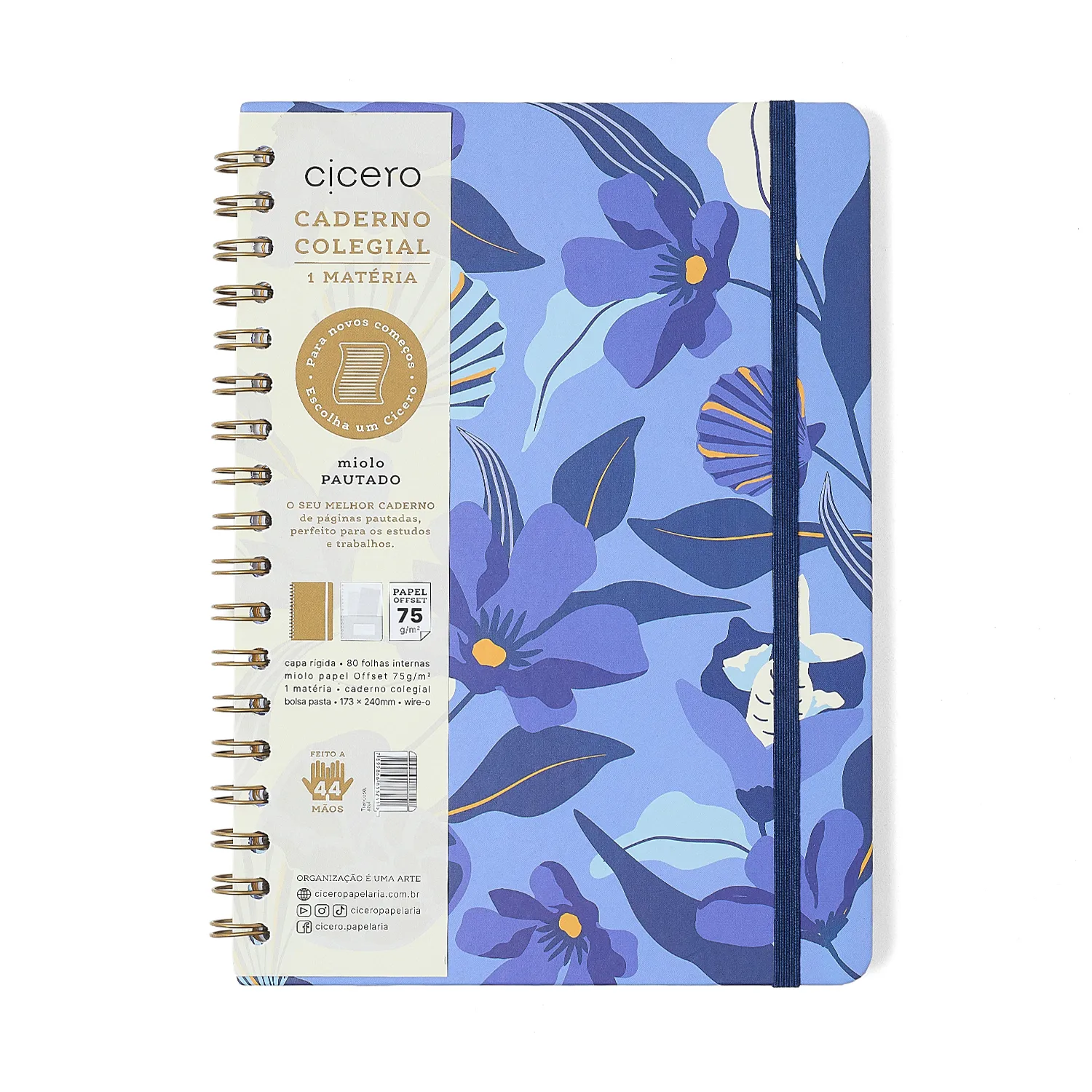 Caderno Espiral Trancoso Pautado 17x24 Azul 1 Matéria 80 fls