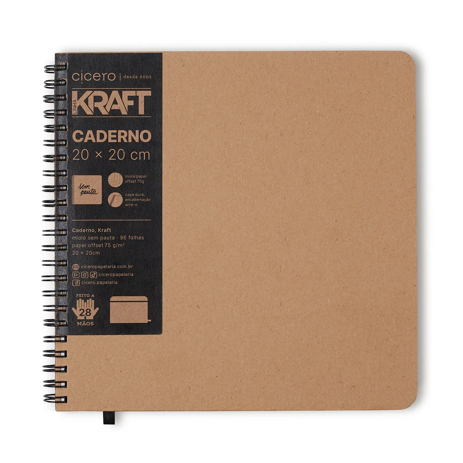 Caderno Kraft 20x20 Sem Pauta