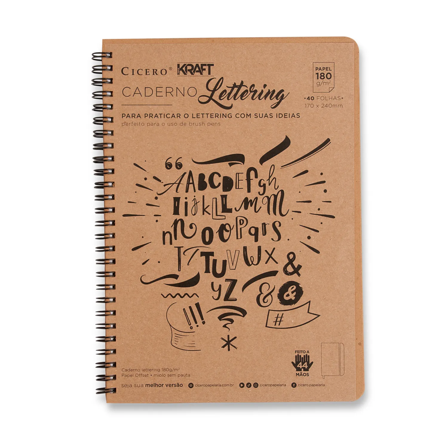 Caderno Kraft Lettering 180g 17x24 Kraft
