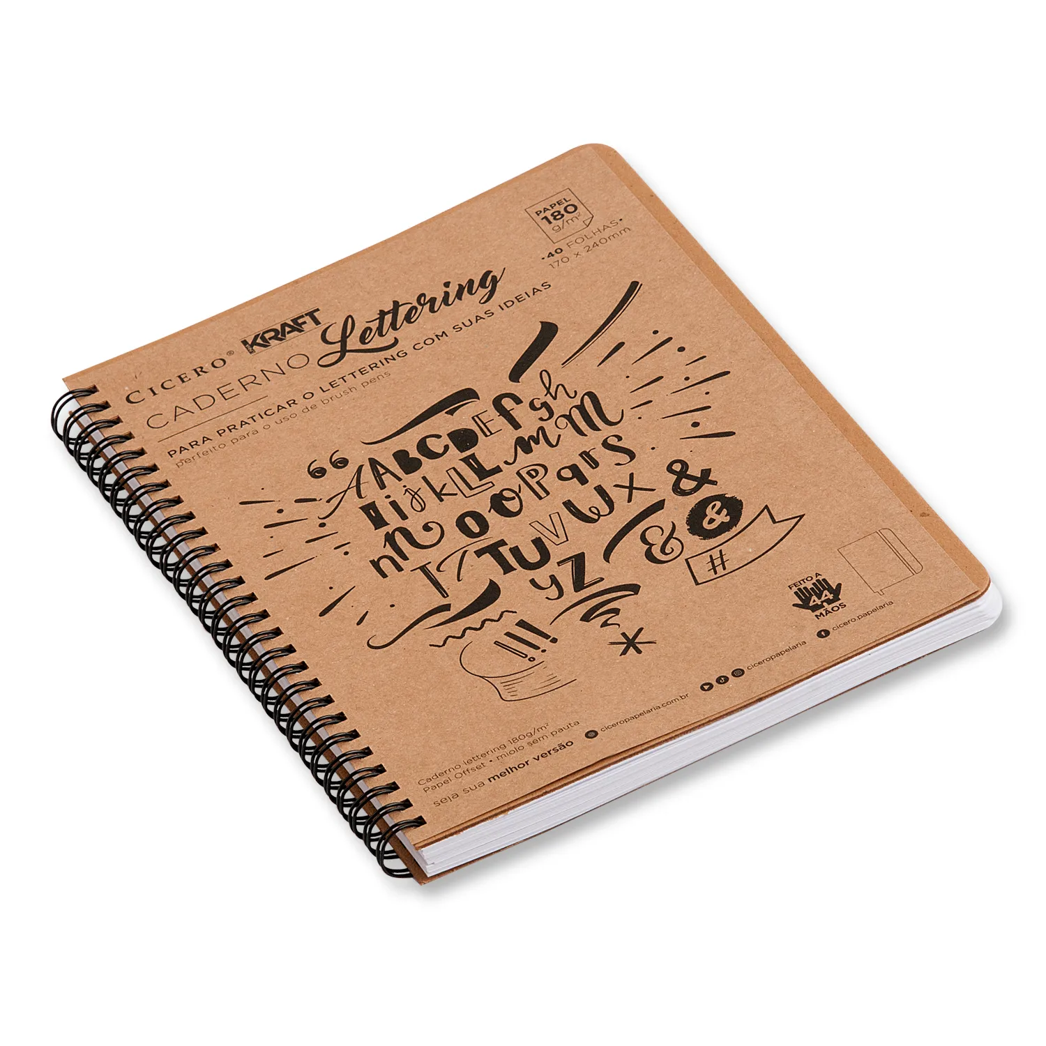 Caderno Kraft Lettering 180g 17x24 Kraft