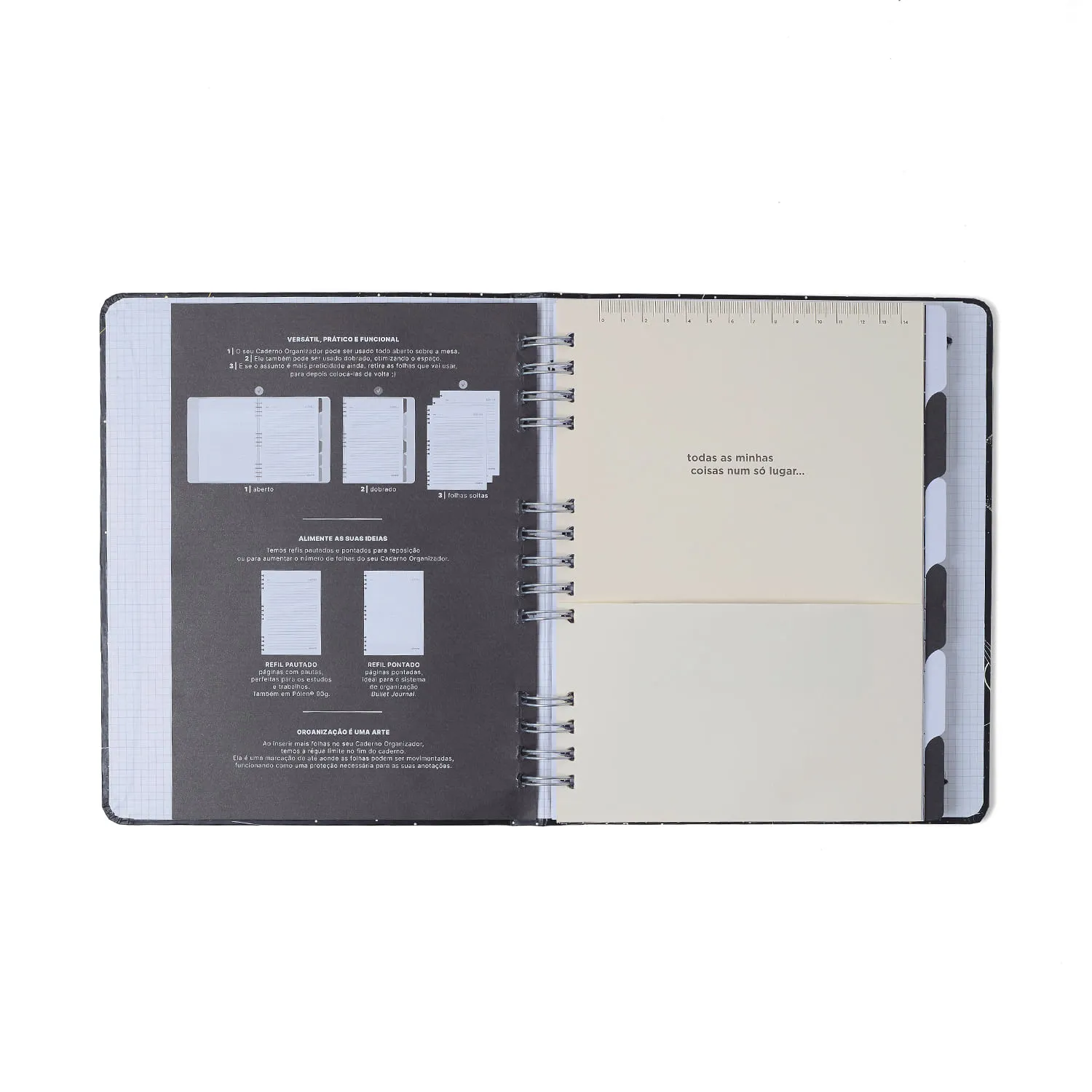 Caderno Organizador Doce Florada Pautado & Pontado 17x24 Preto