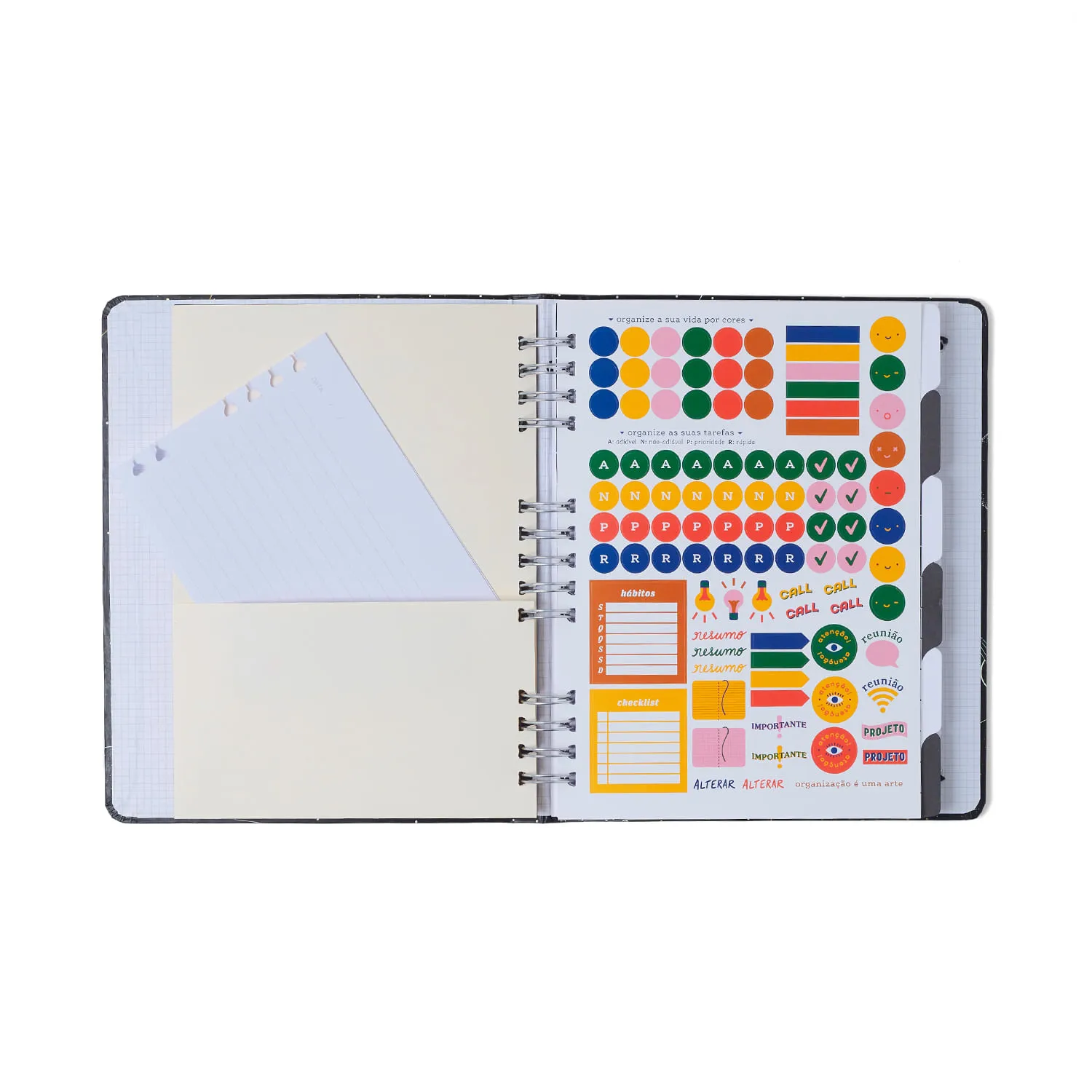 Caderno Organizador Doce Florada Pautado & Pontado 17x24 Preto