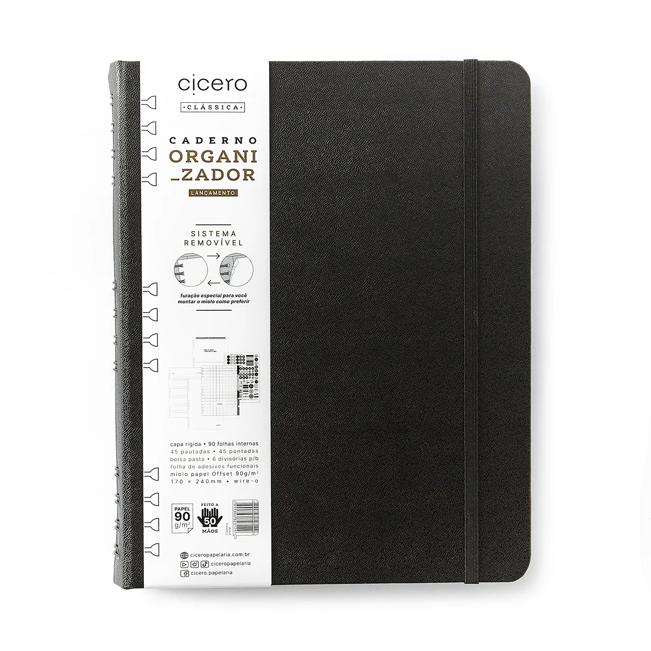 Caderno Organizador Duo Clássica Pautado & Pontado 17X24 Preta