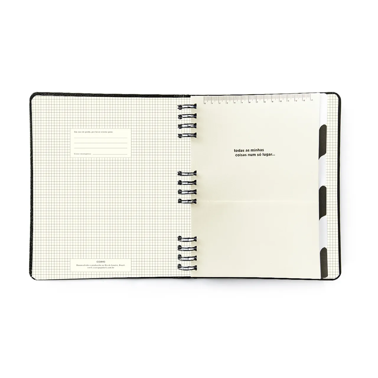Caderno Organizador Duo Clássica Pautado & Pontado 17X24 Preta