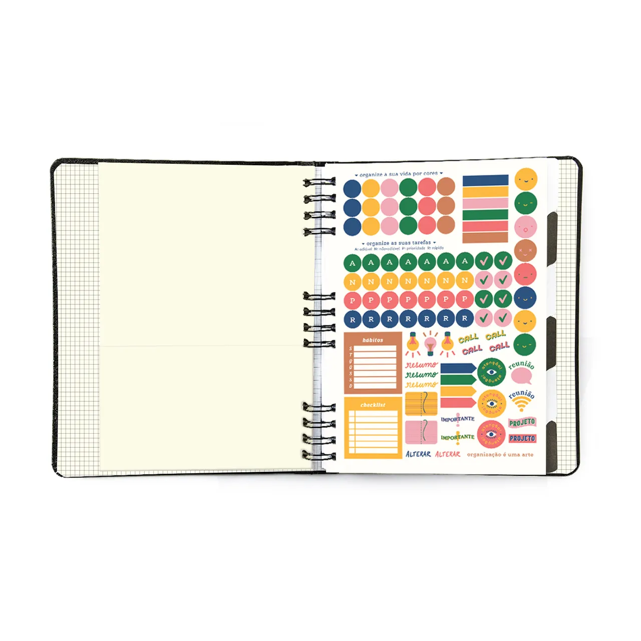 Caderno Organizador Duo Clássica Pautado & Pontado 17X24 Preta