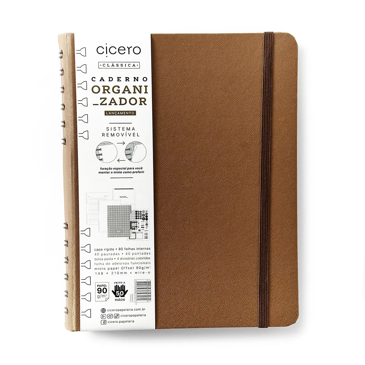 Caderno Organizador Duo Clássica Pautado & Pontado A5 Caramelo