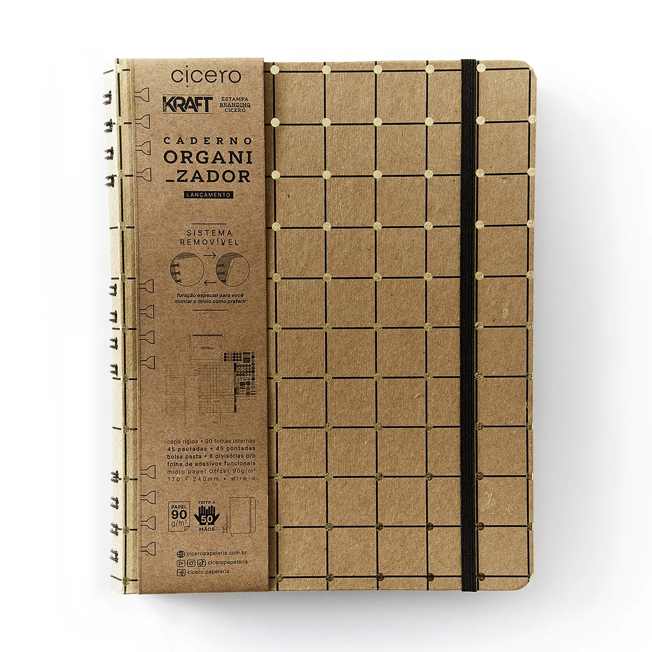 Caderno Organizador Duo Kraft Pautado & Pontado 17X24 Linha E Ponto
