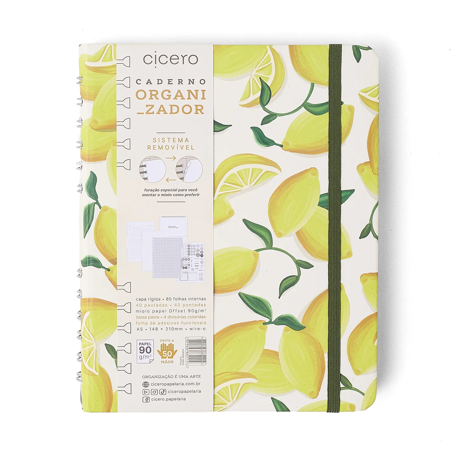 Caderno Organizador Frutare Pautado & Pontado A5 Limão Siciliano