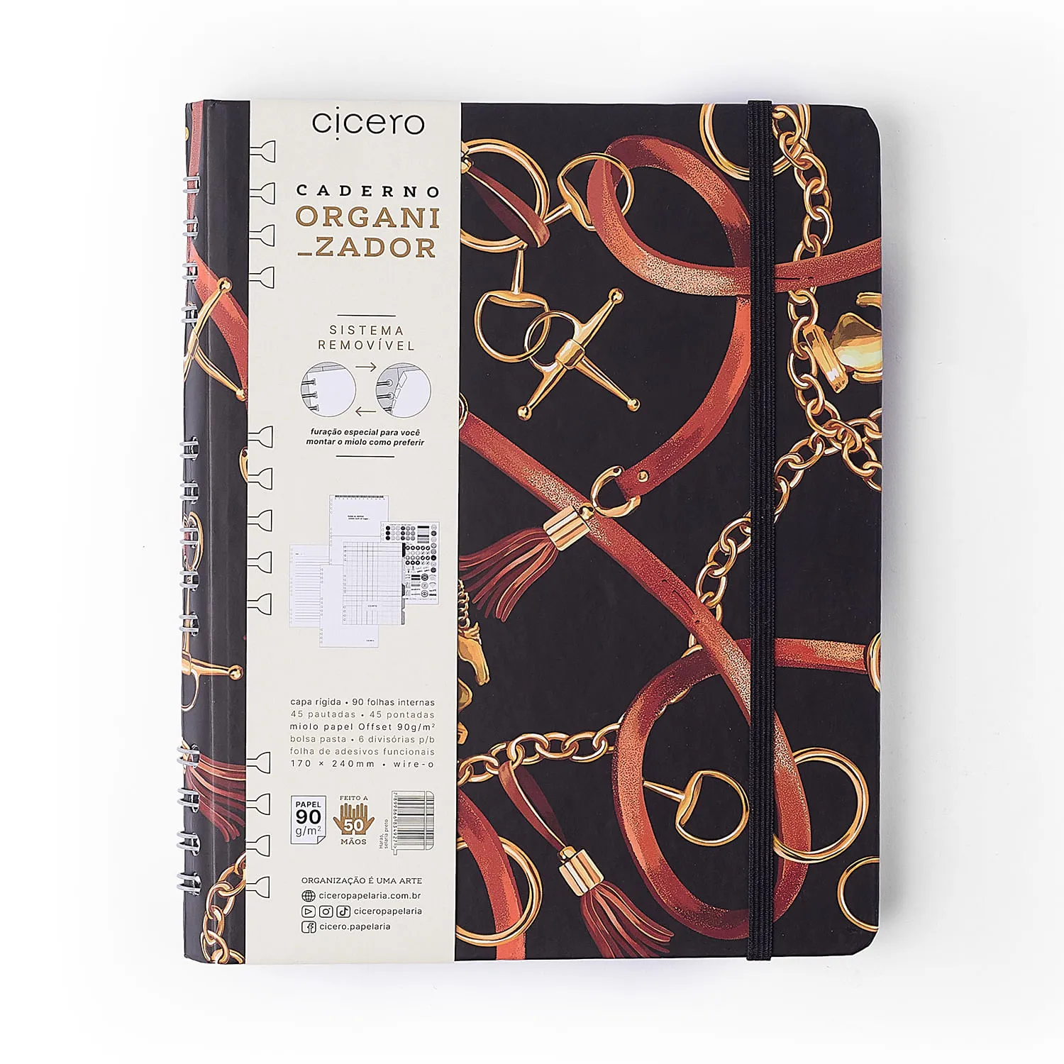 Caderno Organizador Haras Pautado & Pontado 17x24 Selaria Preto