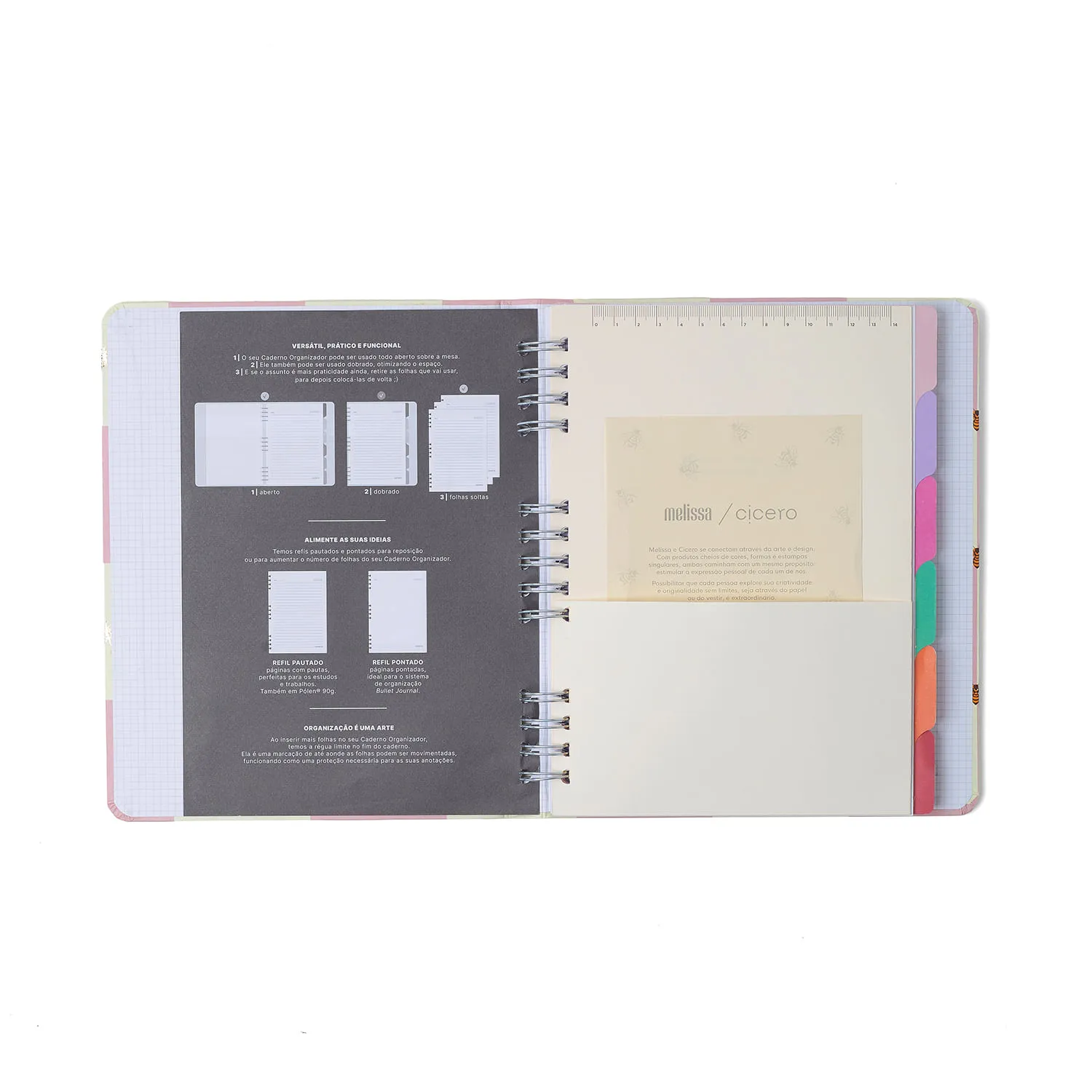 Caderno Organizador Melissa Pautado & Pontado 17x24 Mini Bloomy Manteiga