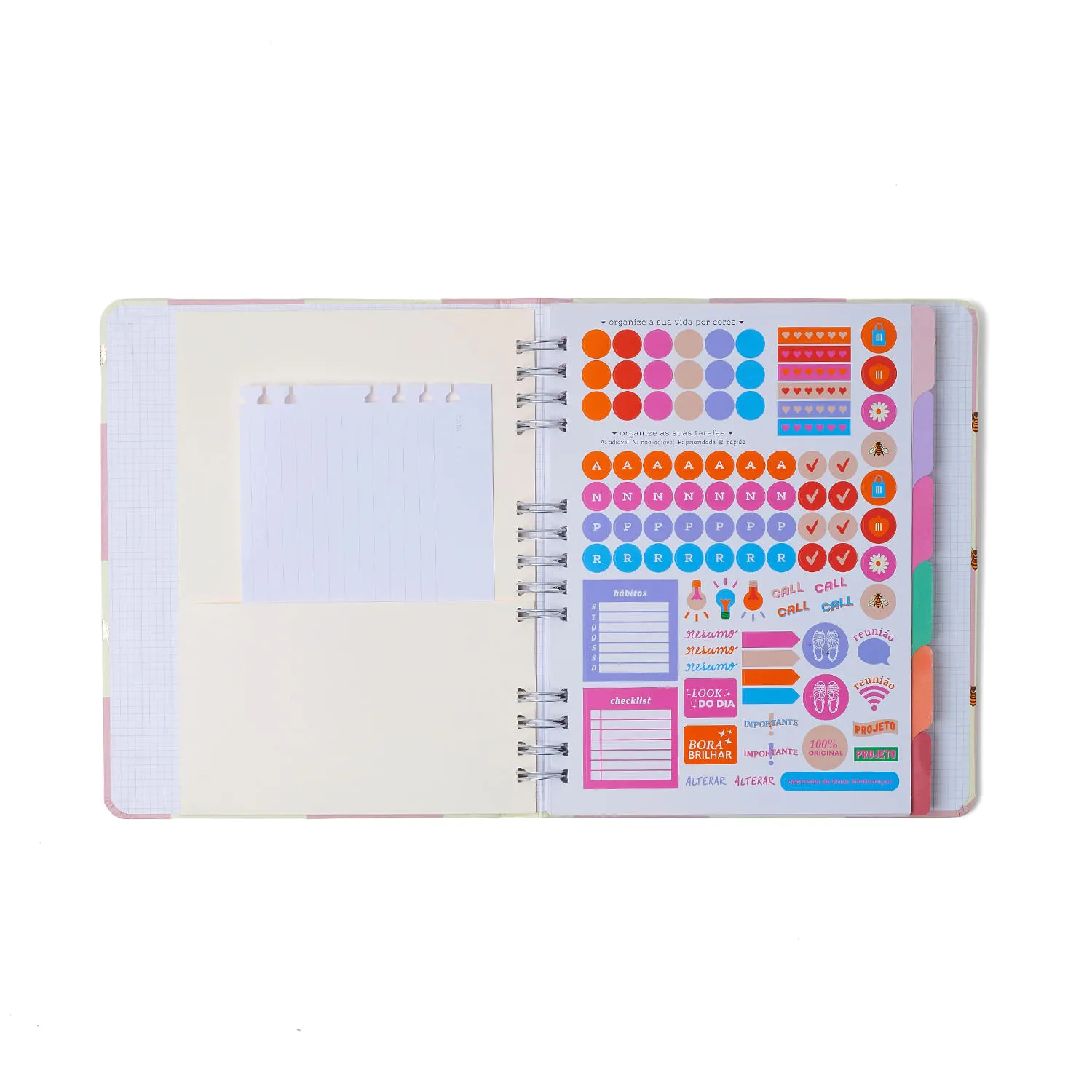 Caderno Organizador Melissa Pautado & Pontado 17x24 Mini Bloomy Manteiga