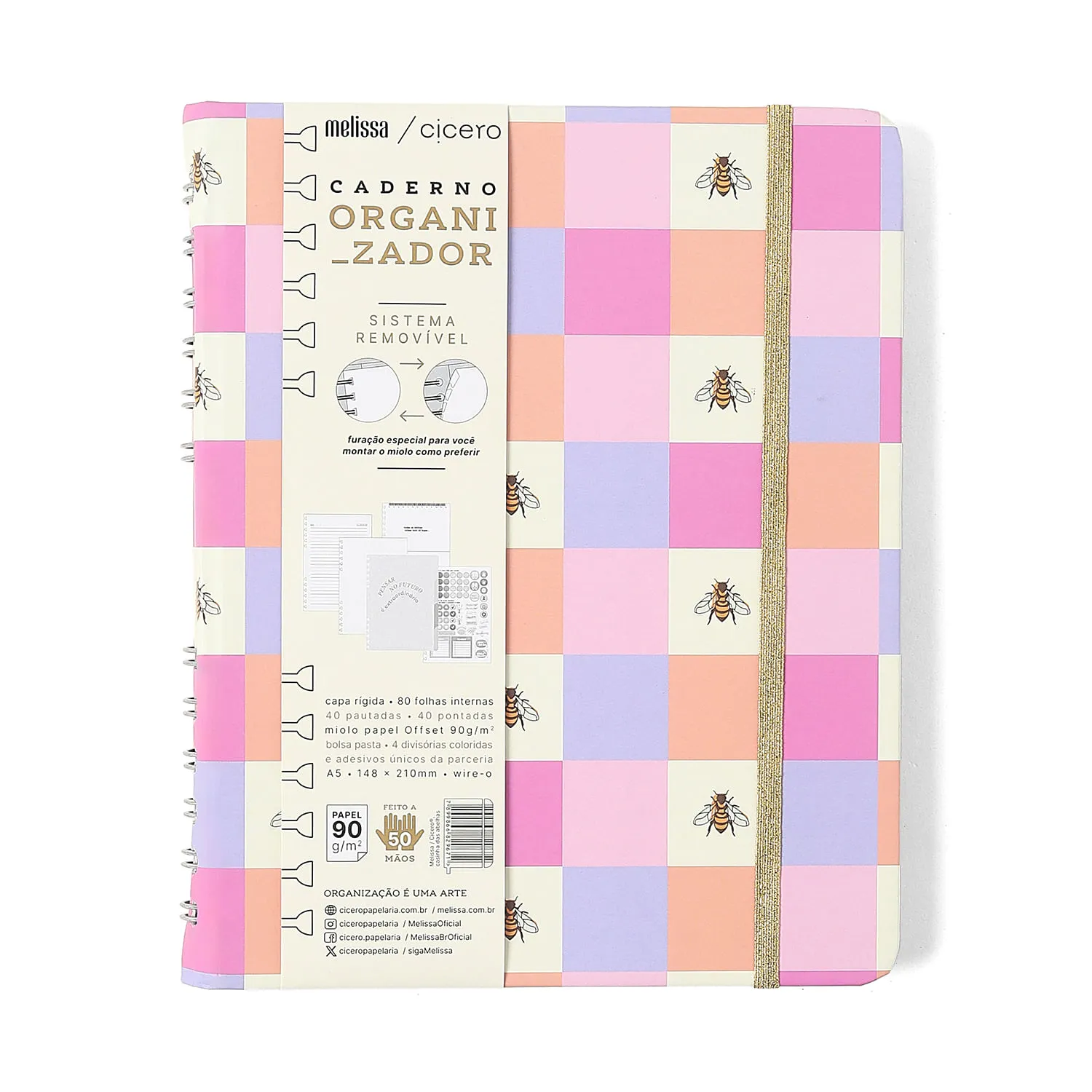 Caderno Organizador Melissa Pautado & Pontado A5 Casinha das Abelhas
