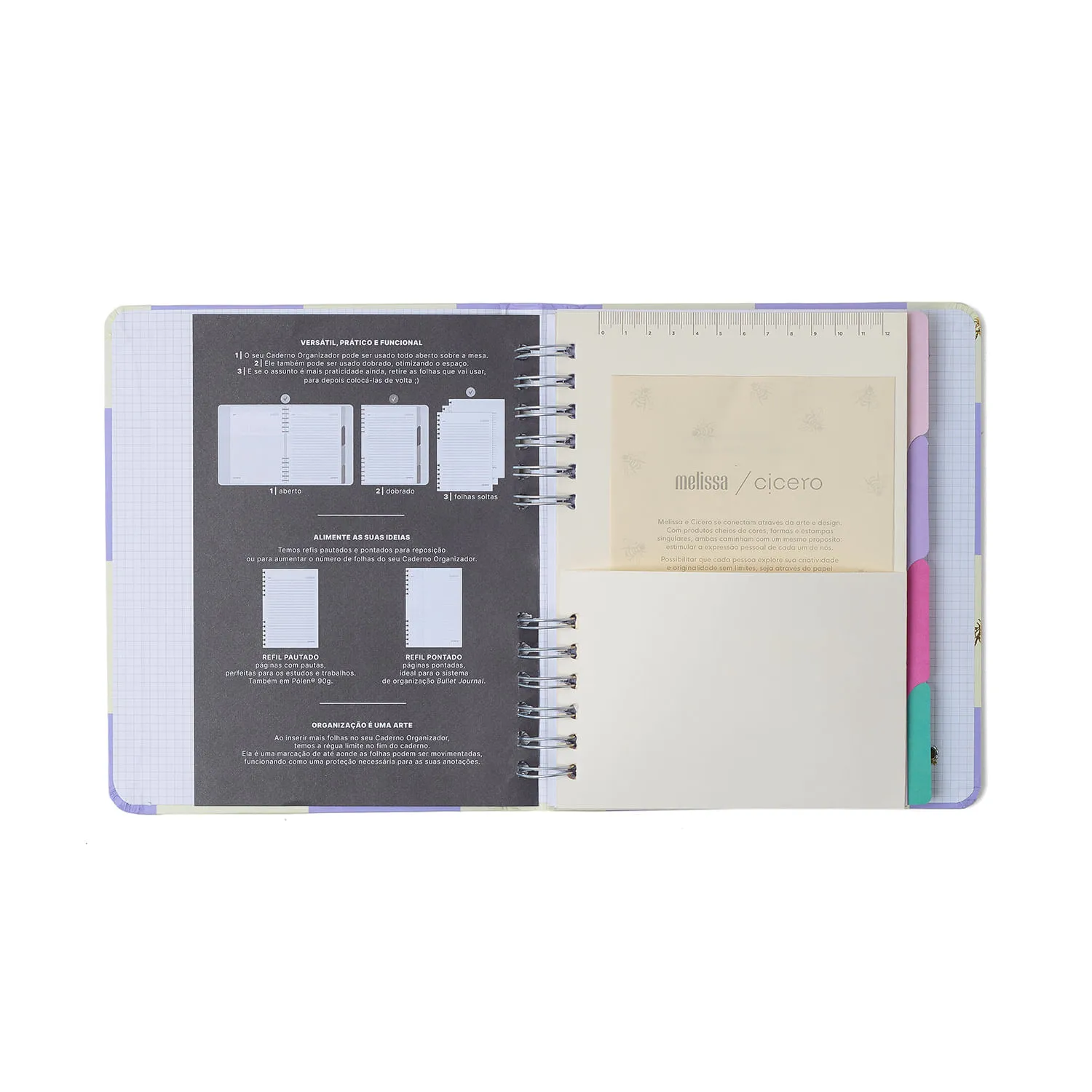 Caderno Organizador Melissa Pautado & Pontado A5 Mini Bloomy Chocolate