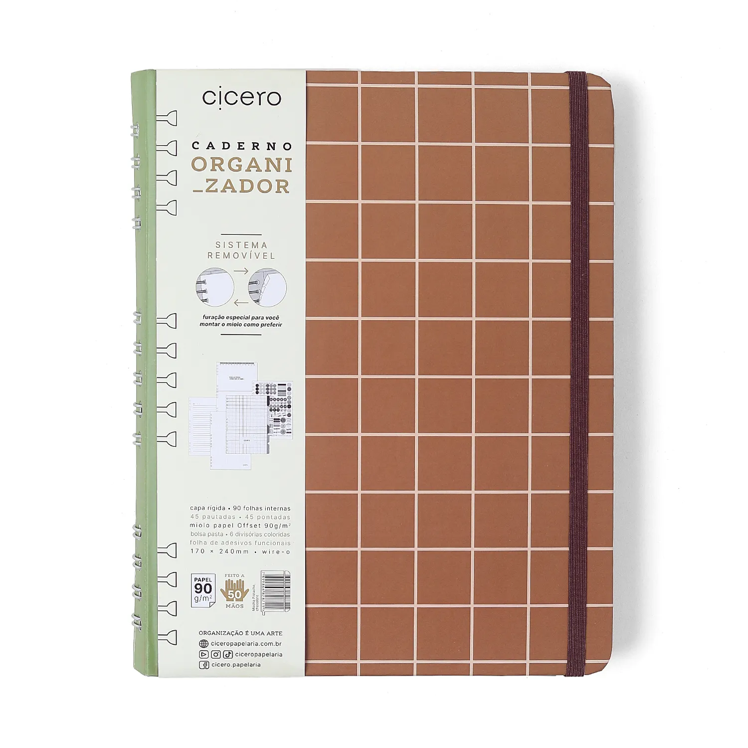 Caderno Organizador Mocha Pistache Pautado & Pontado 17x24 Chocolate