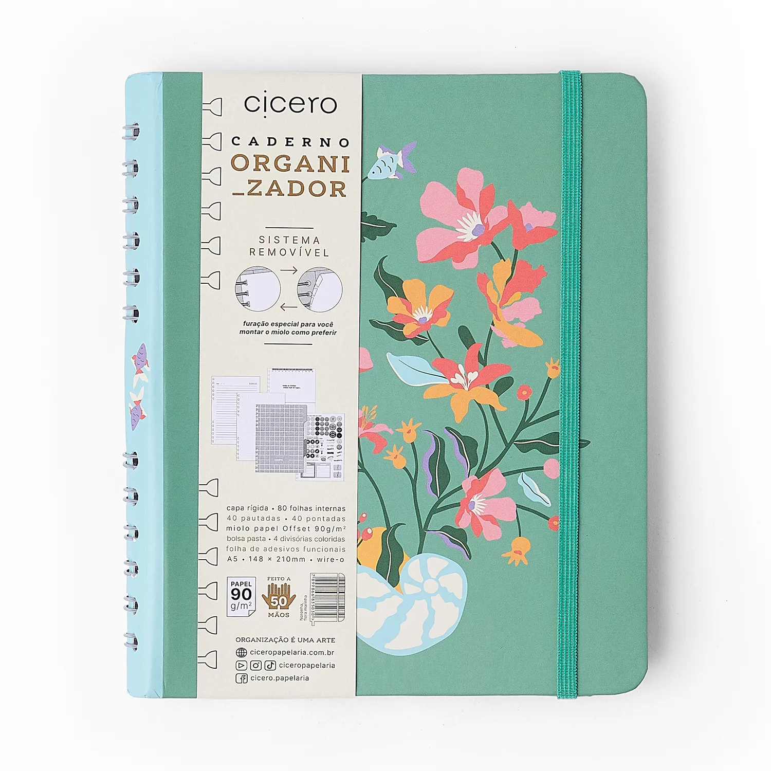 Caderno Organizador Noronha Pautado & Pontado A5 Flora Marinha