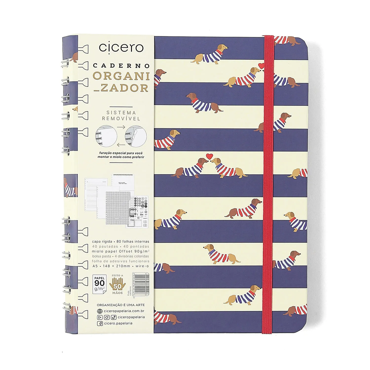 Caderno Organizador Praia Pautado & Pontado A5 Cachorros