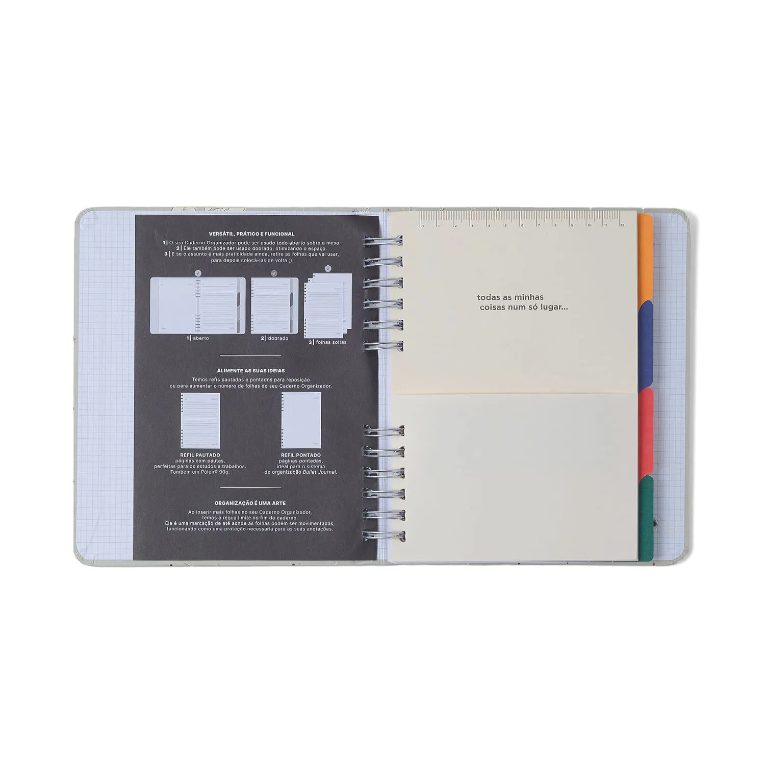 Caderno Organizador Veredas Pautado & Pontado A5 Gelo