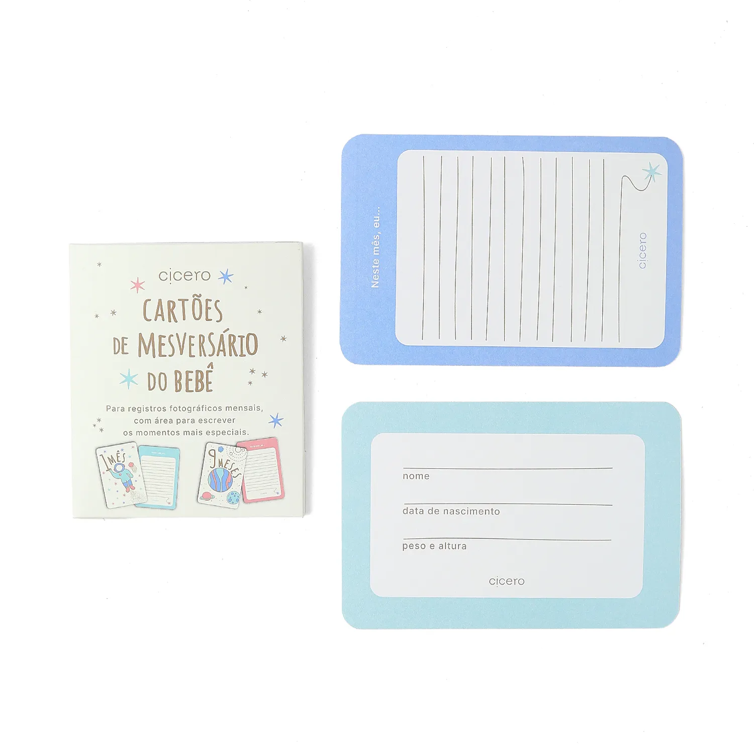 Cartões de Mesversário do Bebê 10x15 Off White