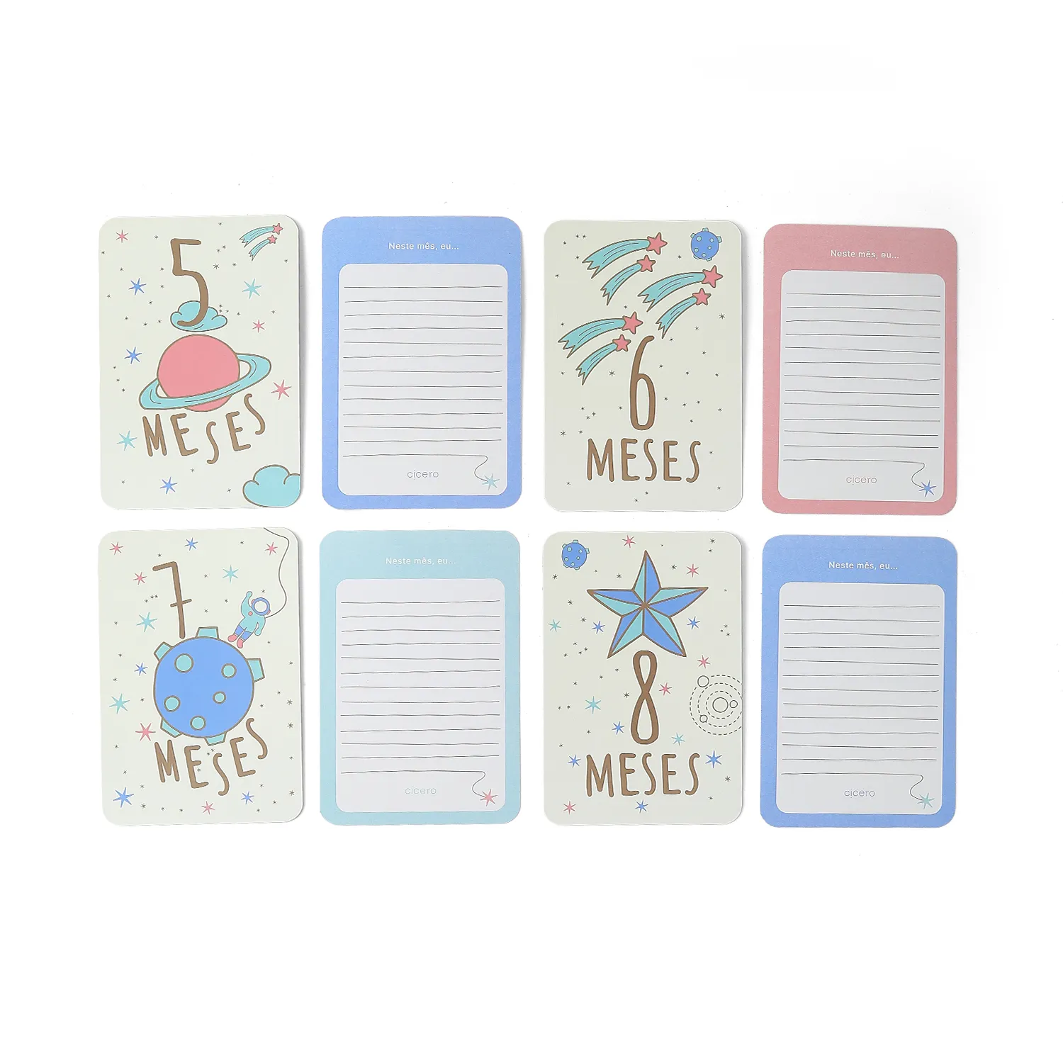 Cartões de Mesversário do Bebê 10x15 Off White