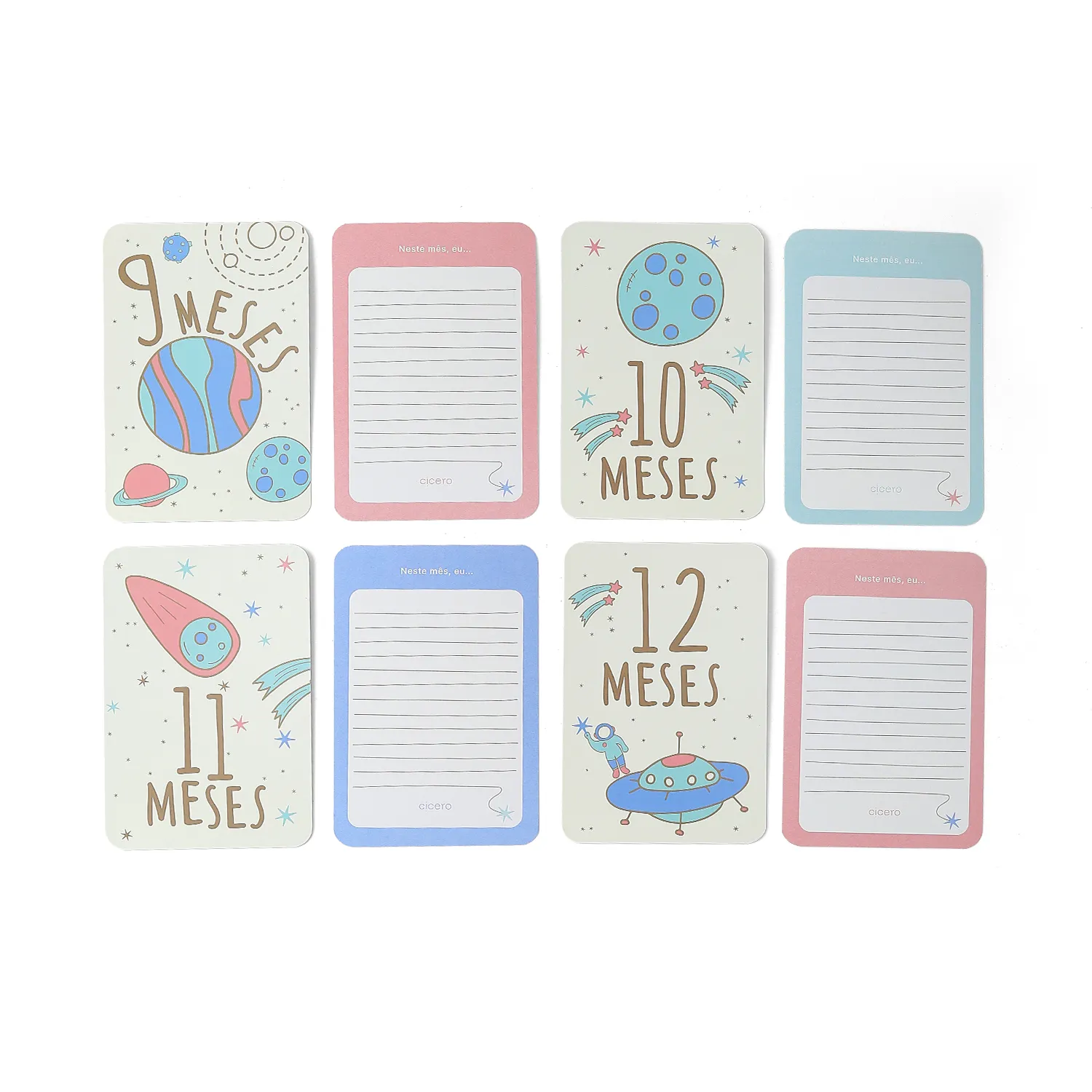 Cartões de Mesversário do Bebê 10x15 Off White