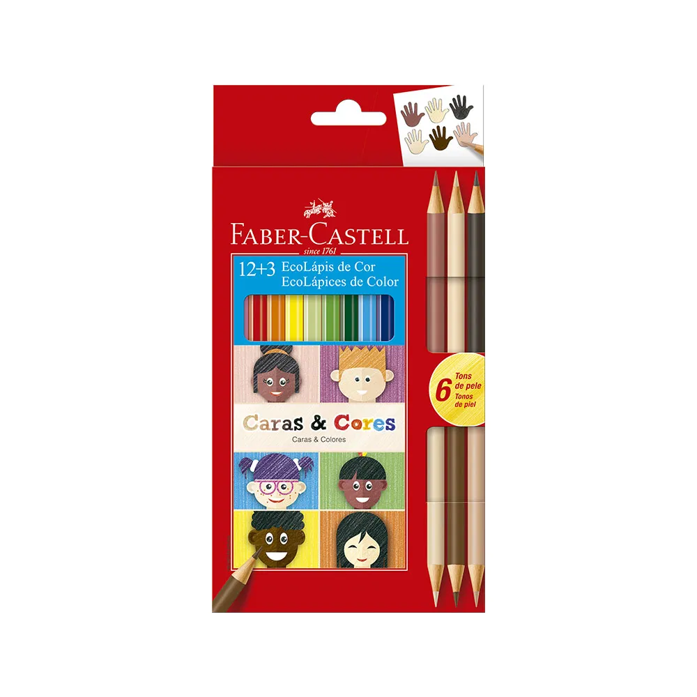 Estojo Ecolápis de Cor - Caras e Cores - 12+3 - Faber Castell (120112CC)