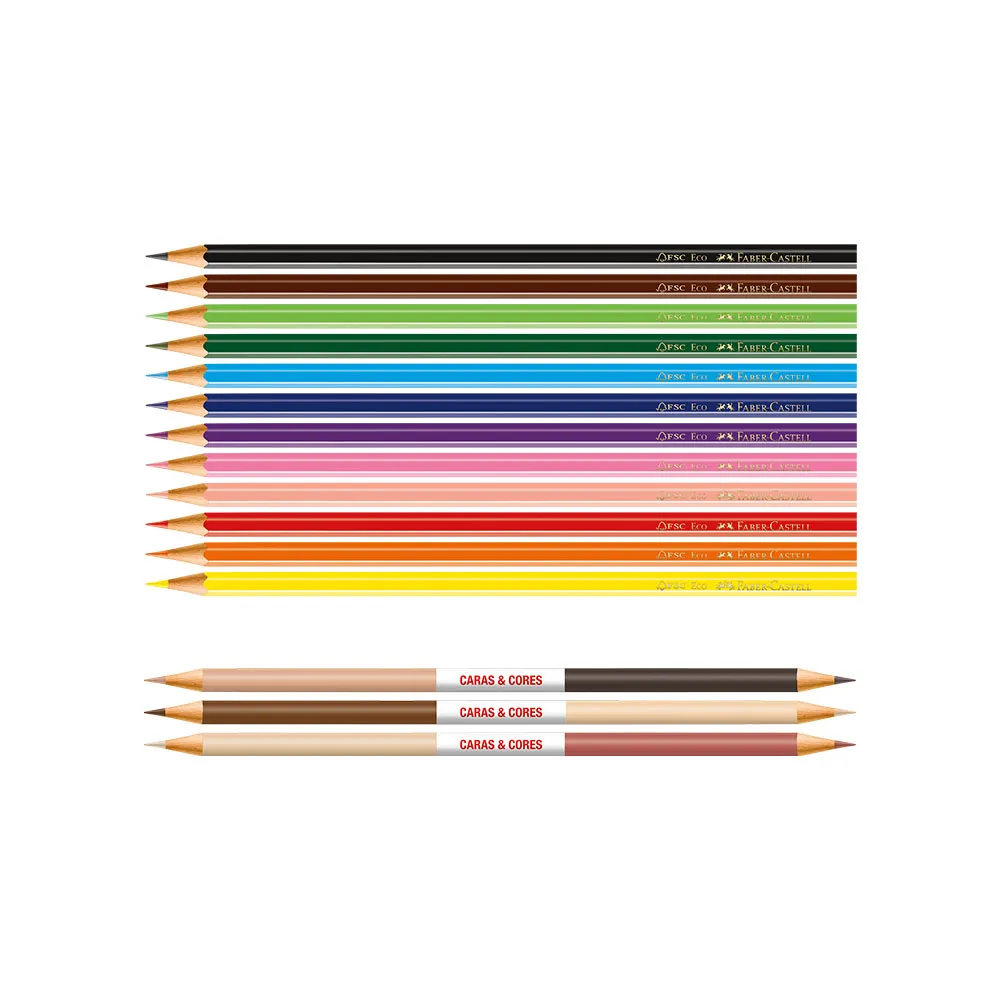 Estojo Ecolápis de Cor - Caras e Cores - 12+3 - Faber Castell (120112CC)