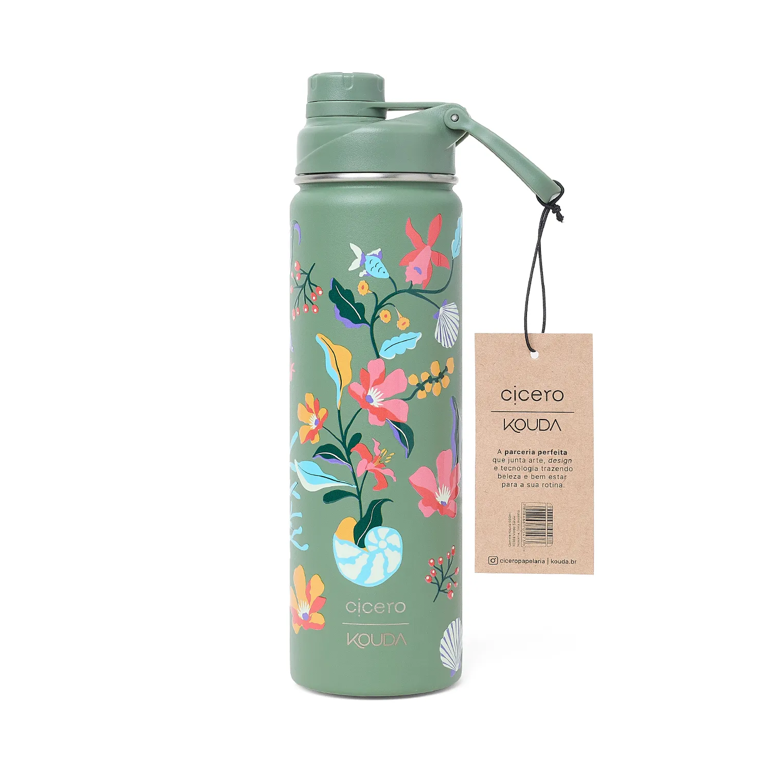 Garrafa Cicero + Kouda Ladakh 660ml Noronha Verde Sálvia Flora Marinha